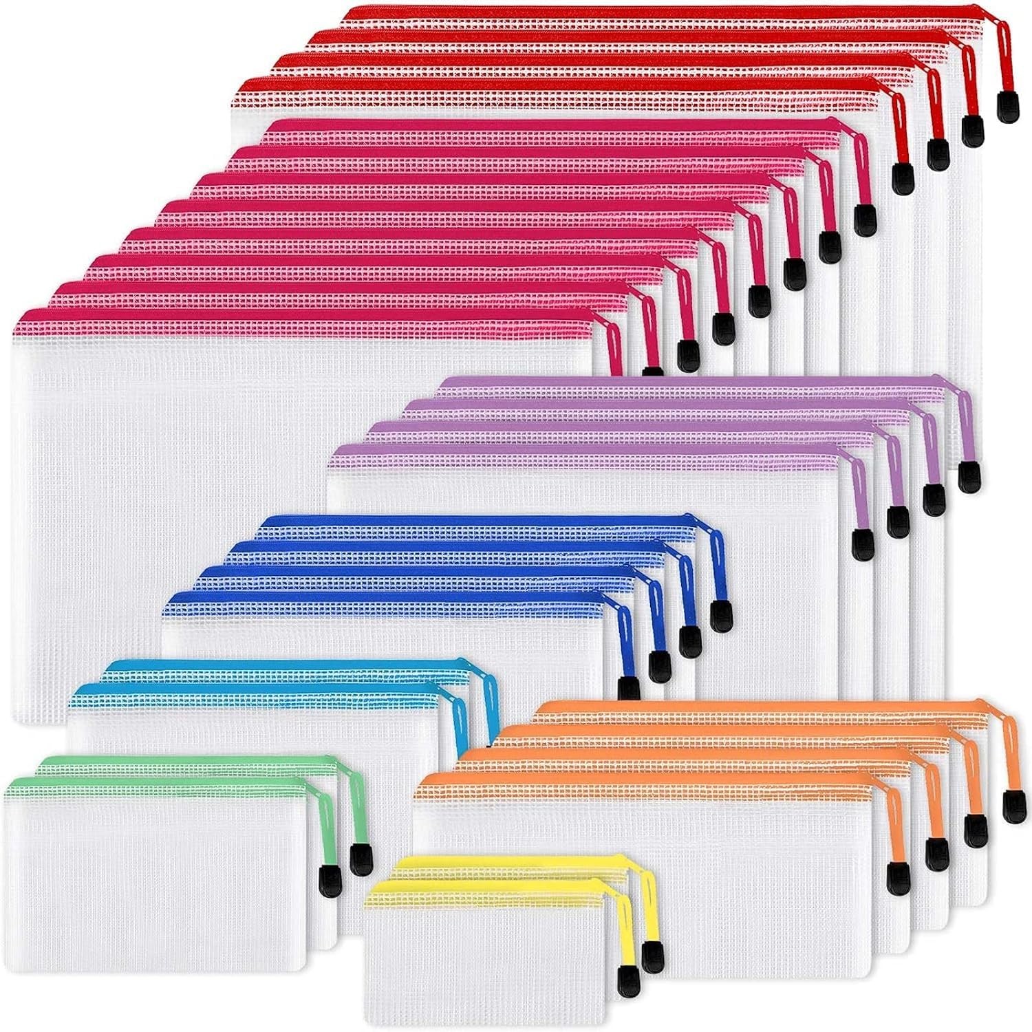 EOOUT 30pcs Mesh Zipper Pouch Bags, 8 Sizes Plastic 30 stycken, B-8 Colors