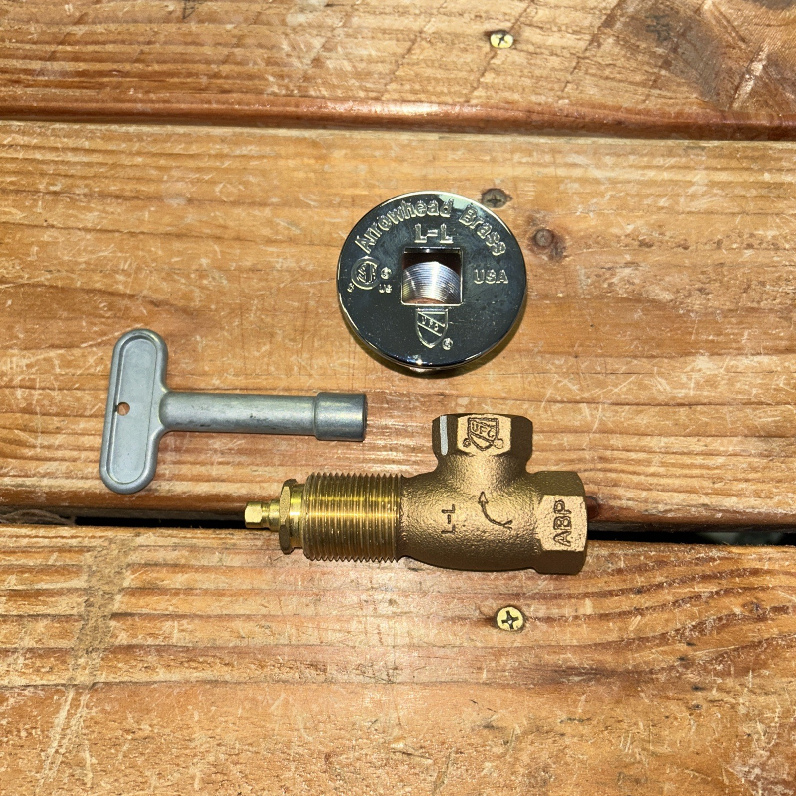 Arrowhead Brass 258 Straight Gas Log Lighter Valve with Chrome Flange and Key