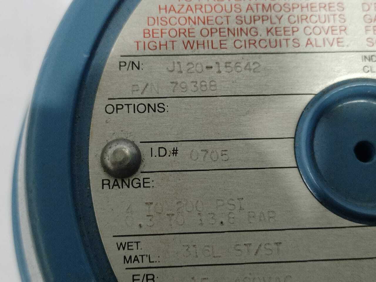 United Electric Controls J120-15642 79388 Pressure Switch 4 to 200 psi Range