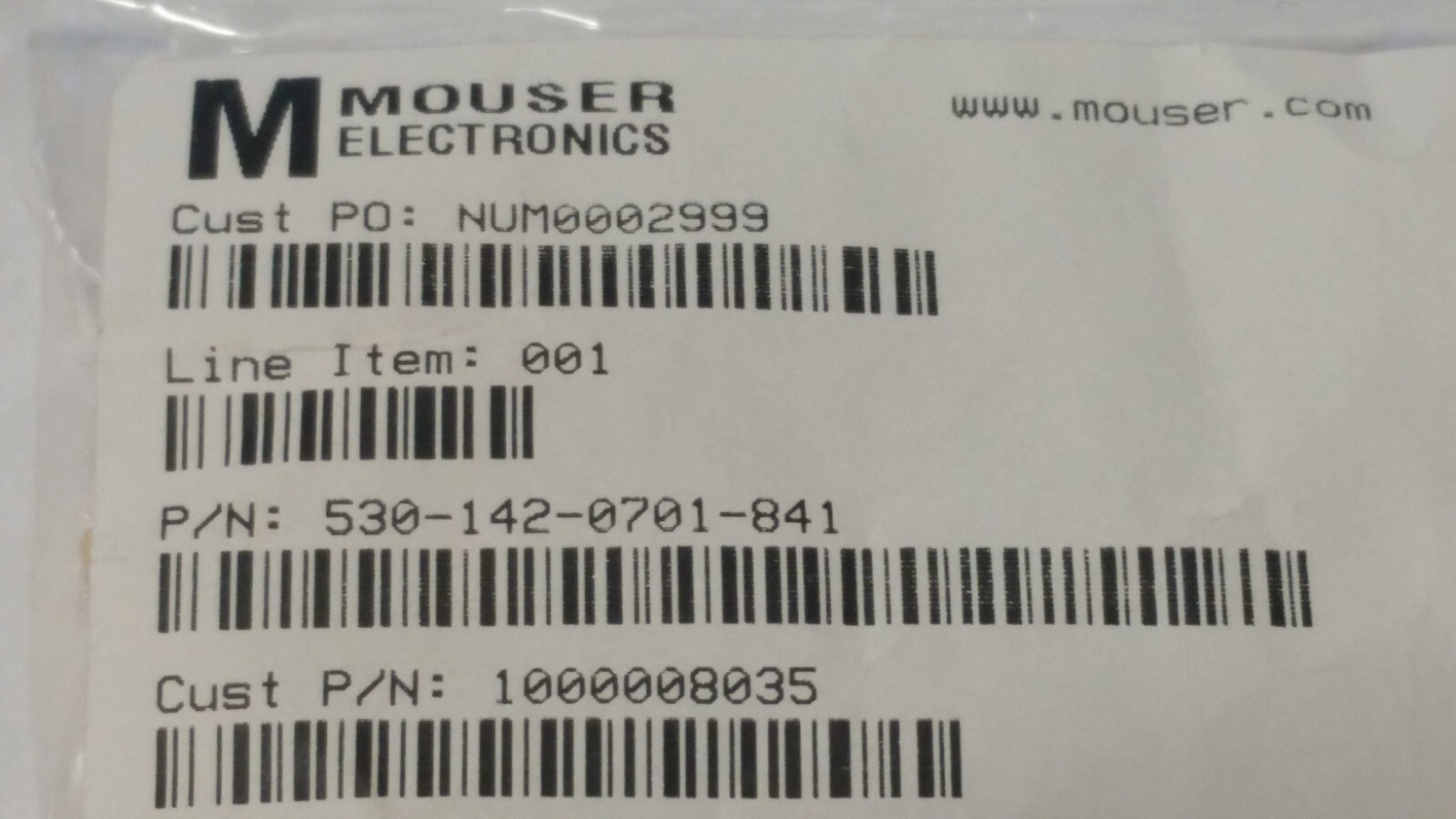 Lot Of 19 MOUSER ELECTRONICS 530-142-0701-841