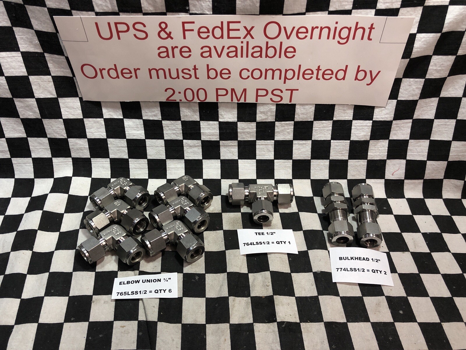 LOT OF 9 HAM LET TEE UNION ELBOW 1/2″, 765LSS1/2, 764LSS1/2, 774LSS1/2 #120Q7