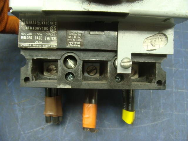 GE TED136Y150 MOLDED CASE SWITCH CIRCUIT BREAKER 150A 3 POLE 600V W/DIAL SWITCH
