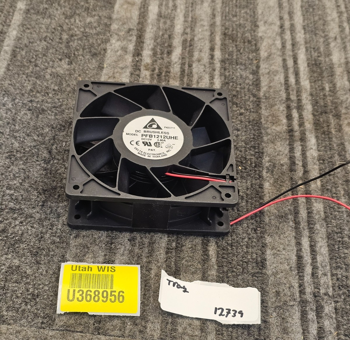 Delta PFB1212UHE 12V DC High Airflow Cooling Fan 4.72-inch x 1/2-inch, 4.80 A