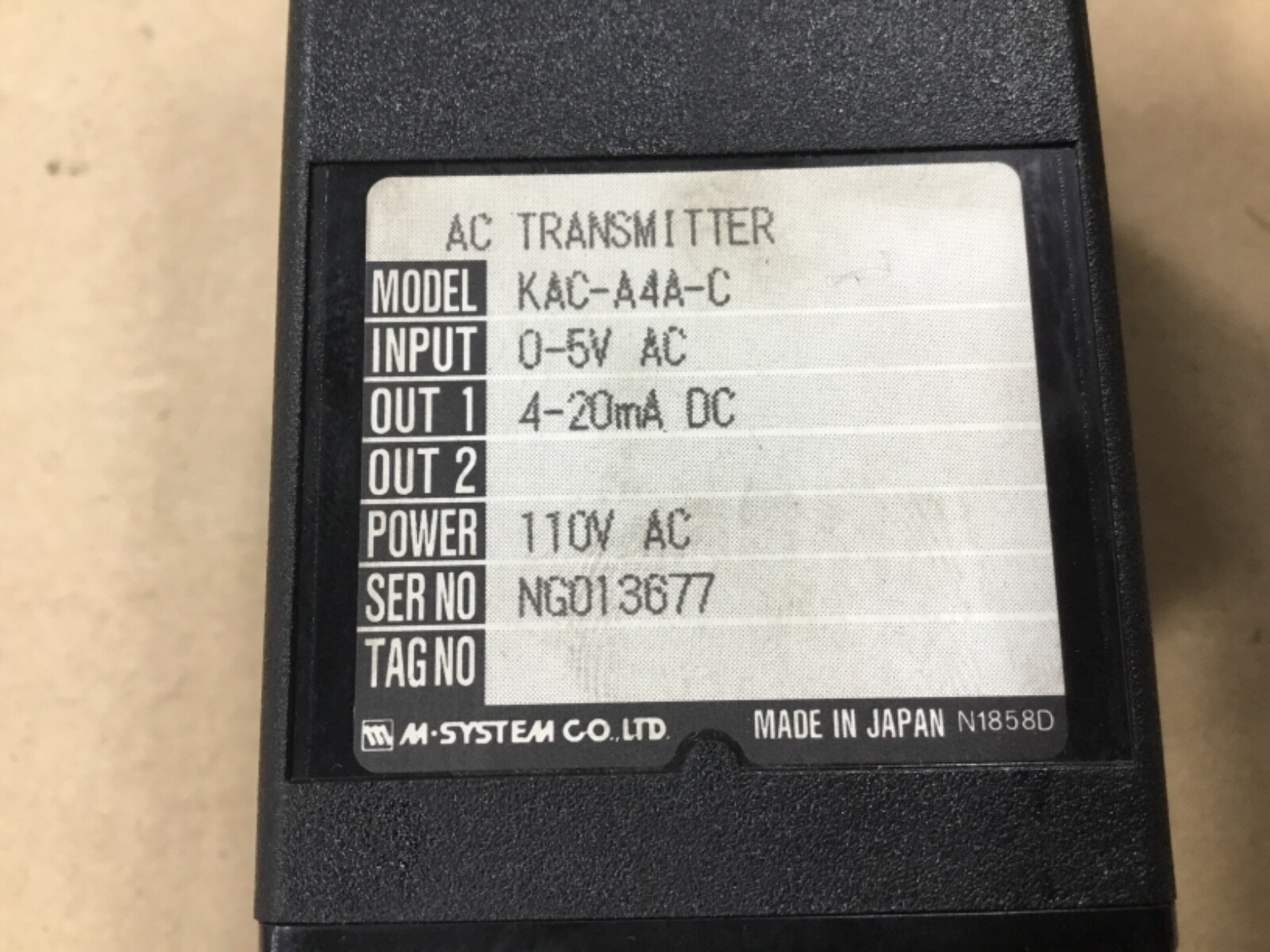 M-Systems KAC-A4A-C Signal Conditioner K-Unit AC Transmitter 110V #16B12