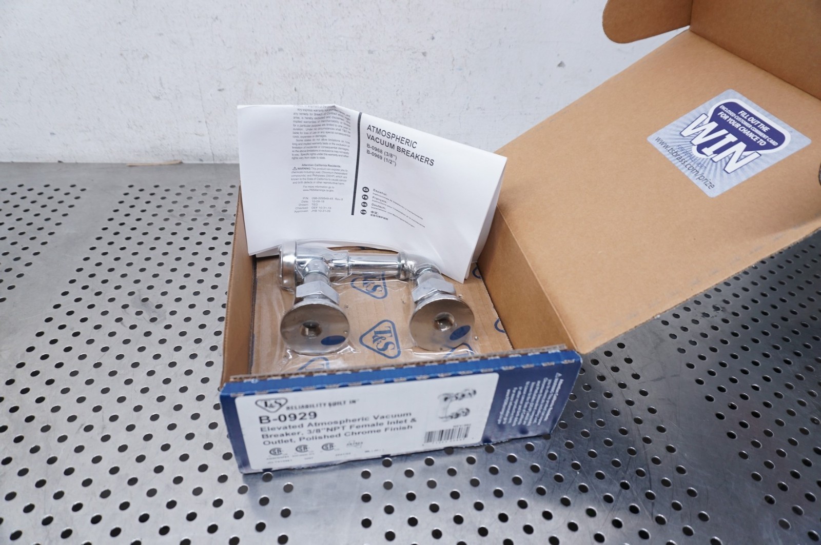 New T & S B-0929 Atmospheric Vacuum Breaker 3/8” NPT female inlet & outlet