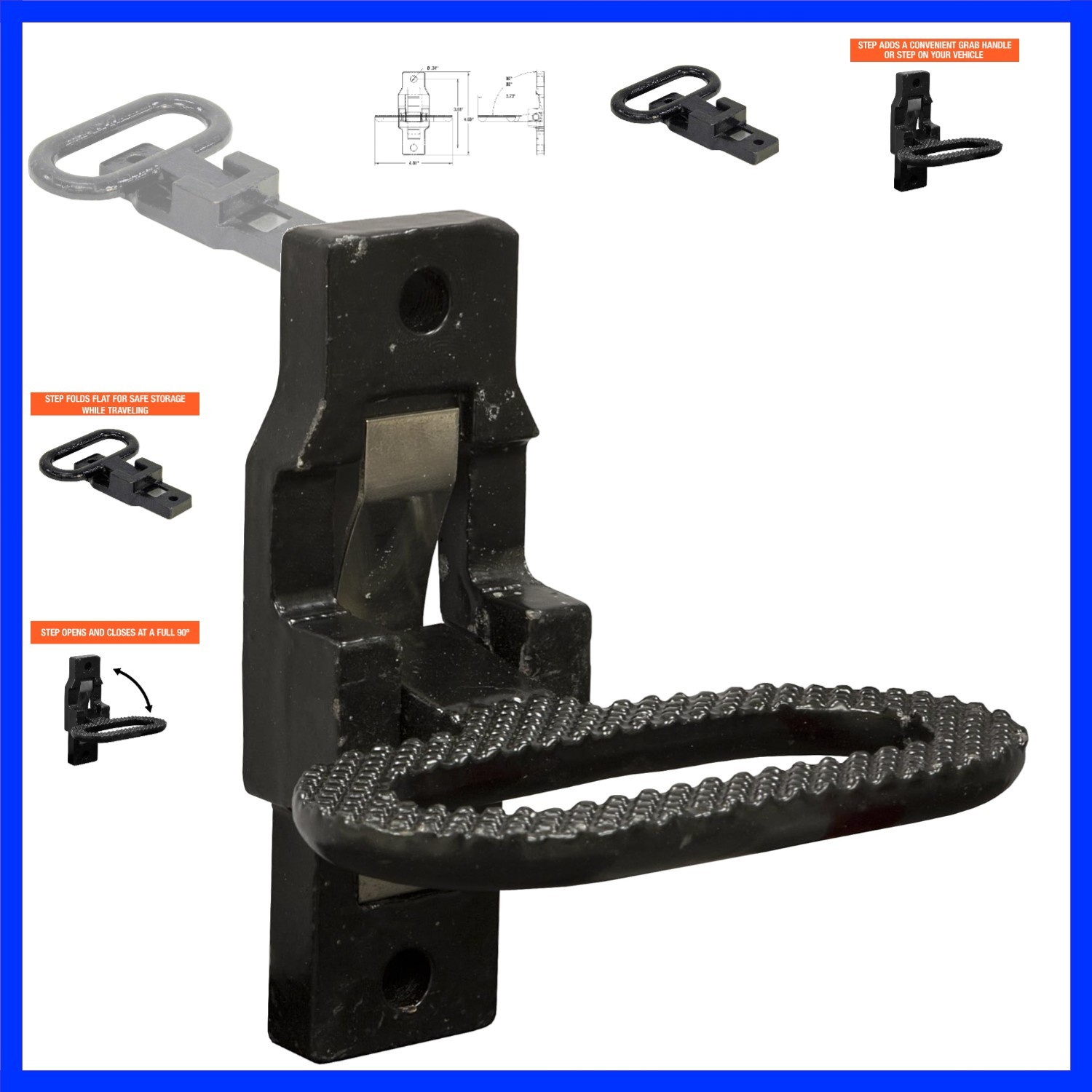 B2797BPC Folding Safety Step And Handle With Safety Storage, Black E-Coat Fin…