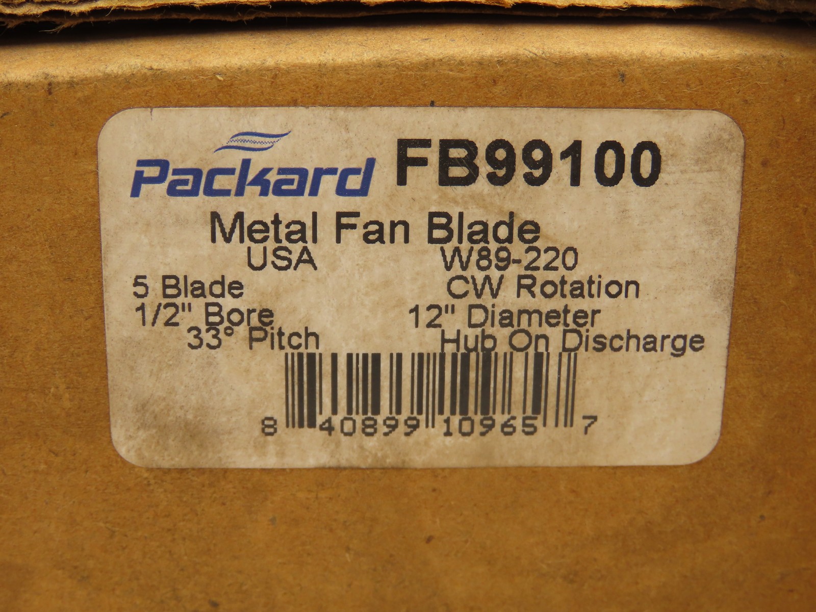Packard FB99100 Attic Fan Blade Propeller 12″ 32° 5 Blade Lot Of 2