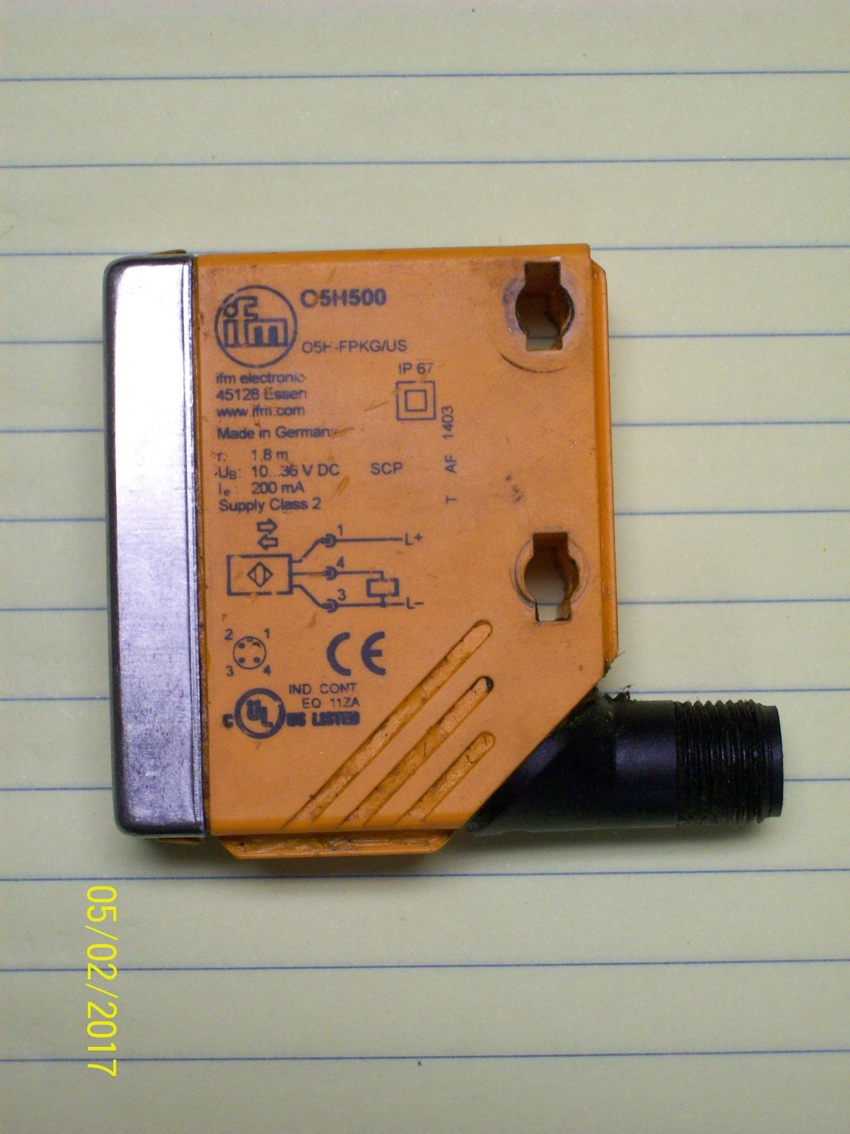 IFM EFECTOR ELECTRONIC PHOTOELECTRIC SENSOR O5H500 , O5H-FPKG/US