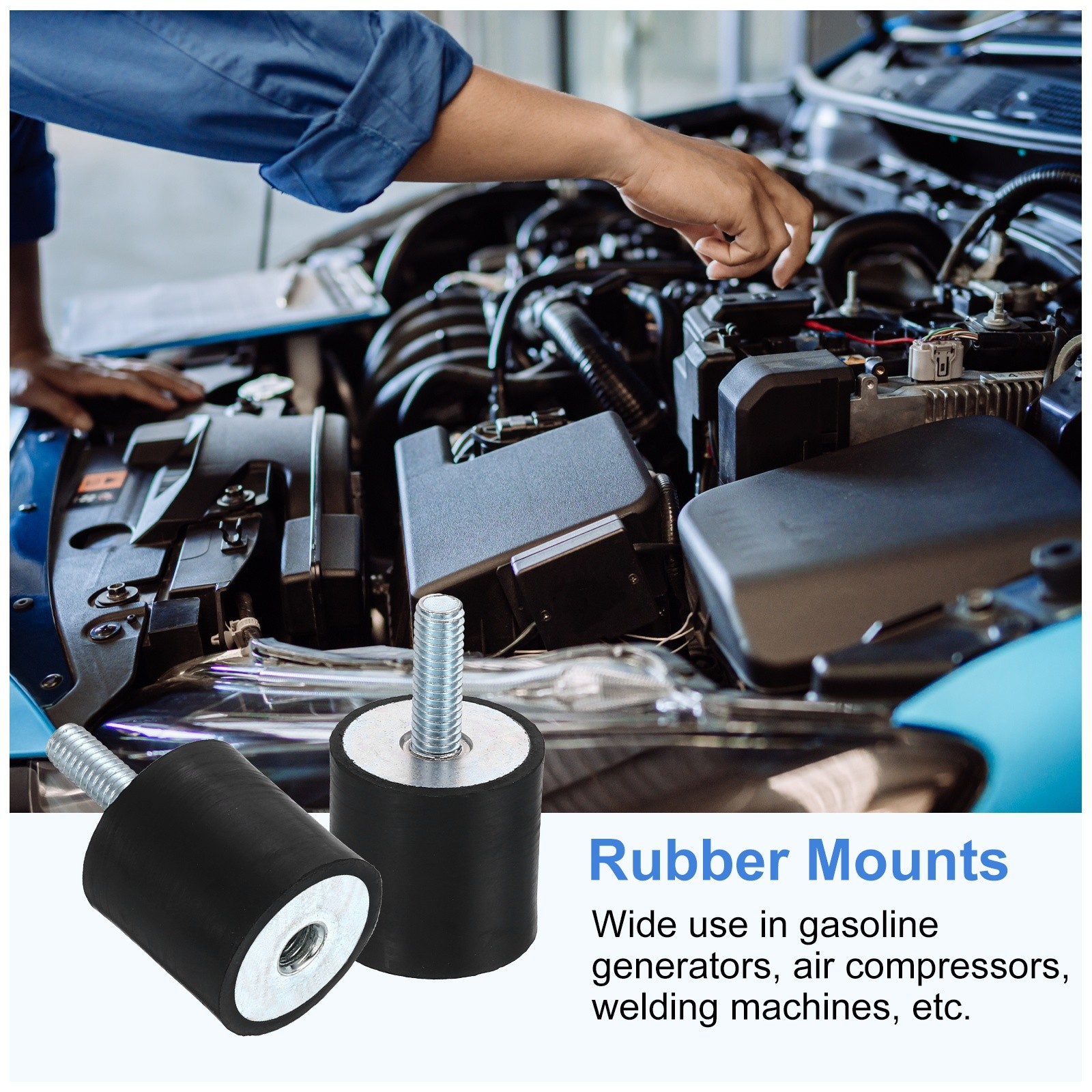 4Pcs M6x18mm Rubber Mounts 25x25mm Rubber Shock Absorber Mount with Nuts