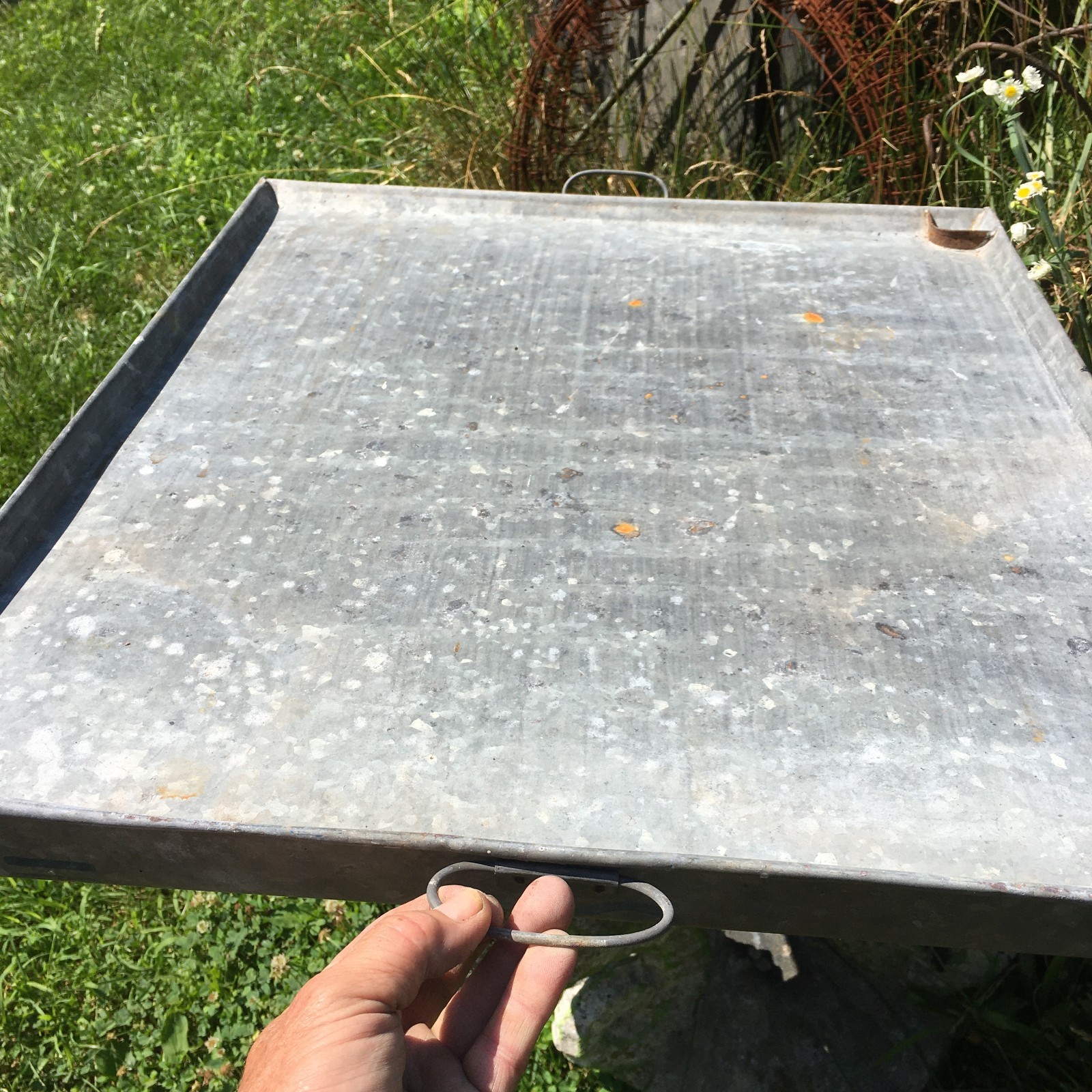 Galvanized oiL drip Tray with Handles stove cook tray 26 3/4 in x 23.5in x 2.5in