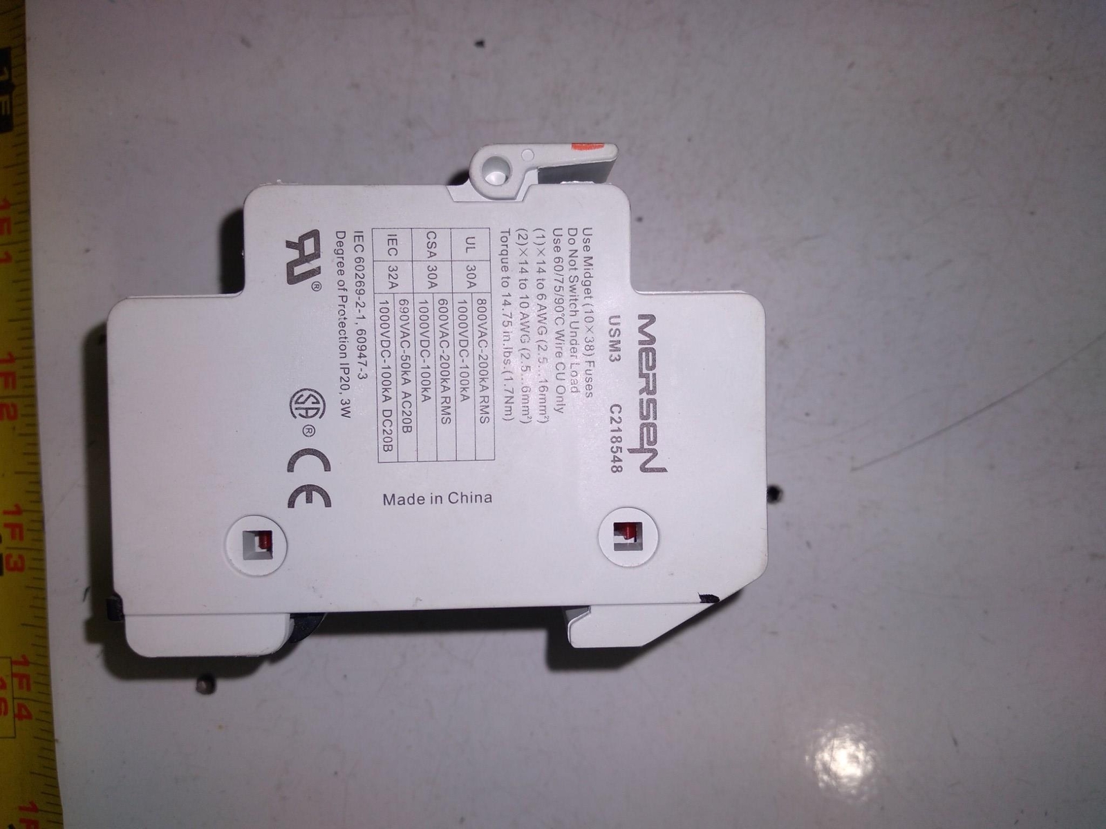 FERRAZ SAWMUT 10X38 MERSEN USM3 C218548 30-32A 600-800VAC 1000VDC 100-200KA RMS