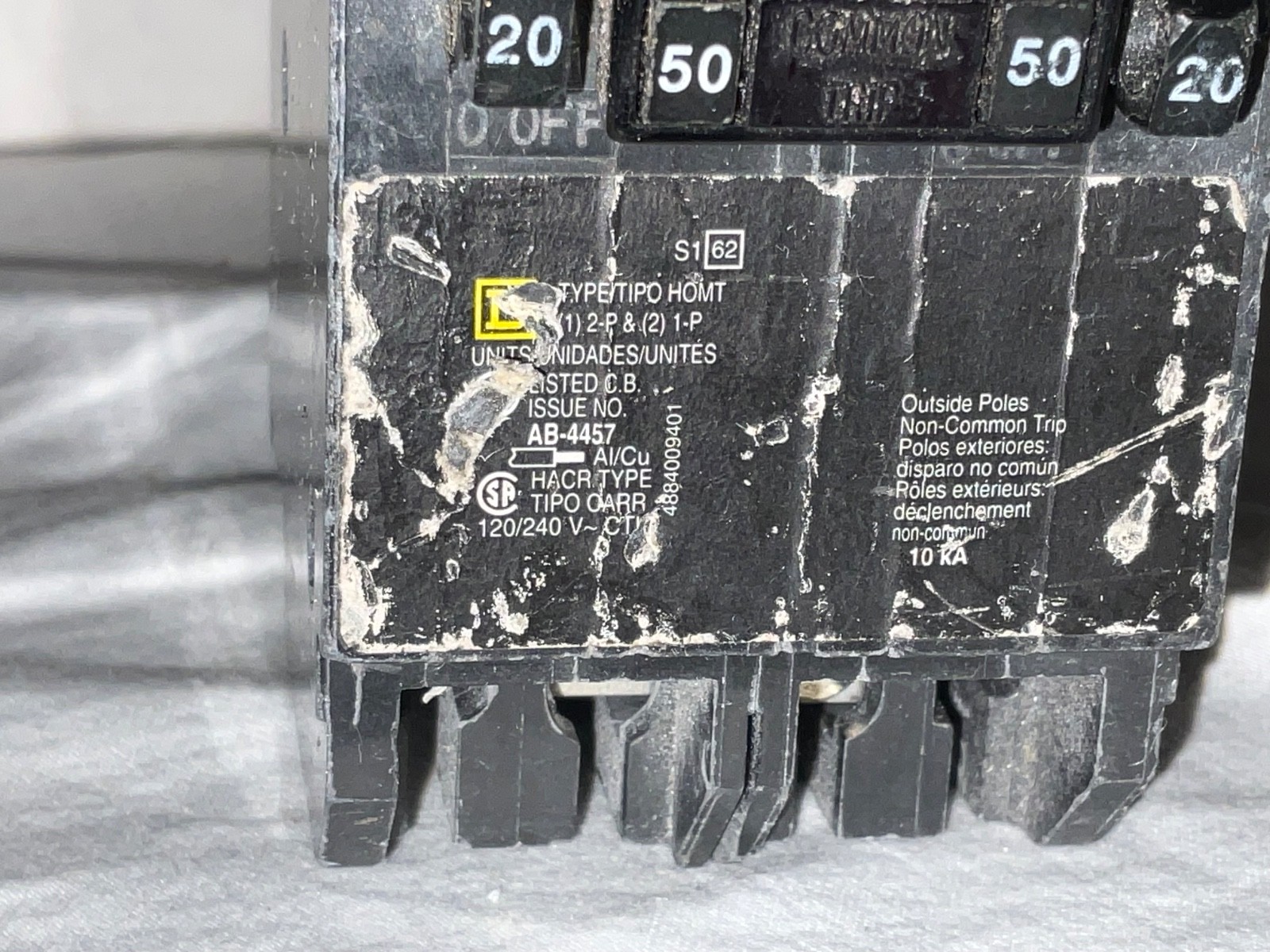 Square D HOMT2020250 Homeline Quad Circuit Breaker Two 20A 2 50A AB4457 #2