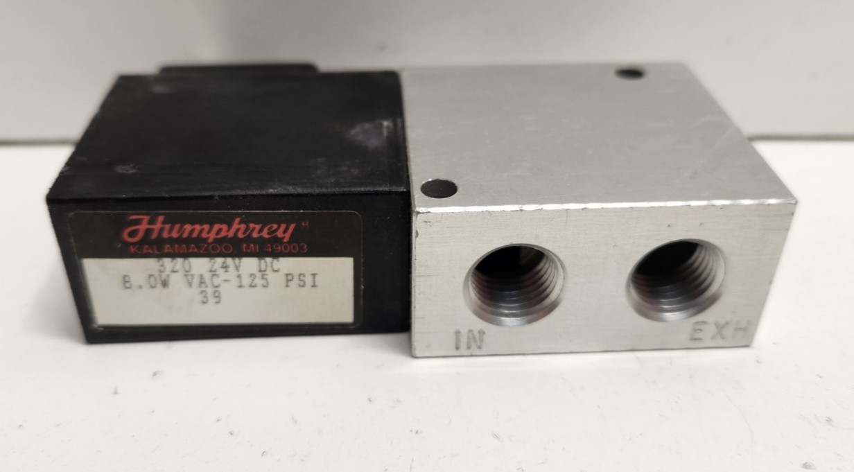 GUARANTEED! HUMPHREY 24V 8W 1/4″ VAC-125 PSI SOLENOID VALVE 320-24V