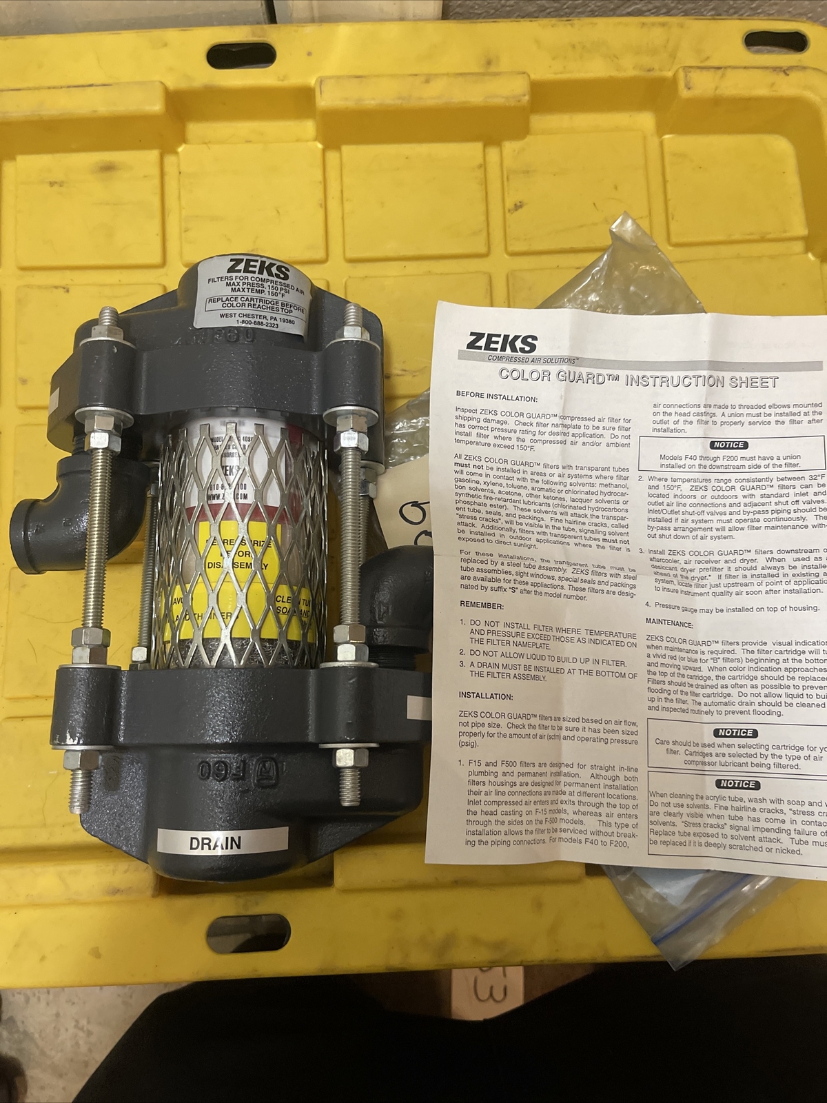 ZEKS F60 Color Guard Compressed Air Filter New