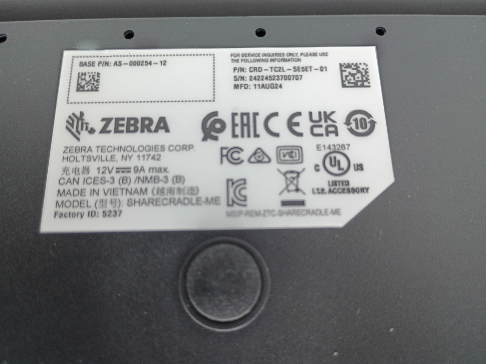 Zebra ShareCradle-ME CRD-TC2L-SE5ET-01 5 Slot Cradle Charger For TC22/27