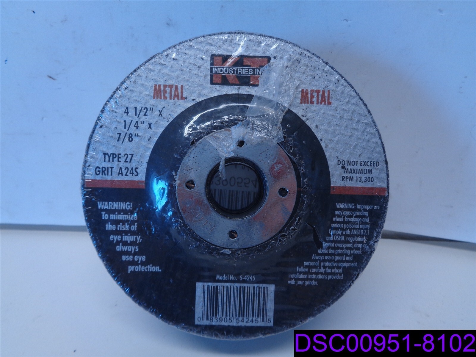 Qty = 4: K-T Industries 5-4245 4-1/2 x 1/4 x 7/8 Metal Grinding Wheel