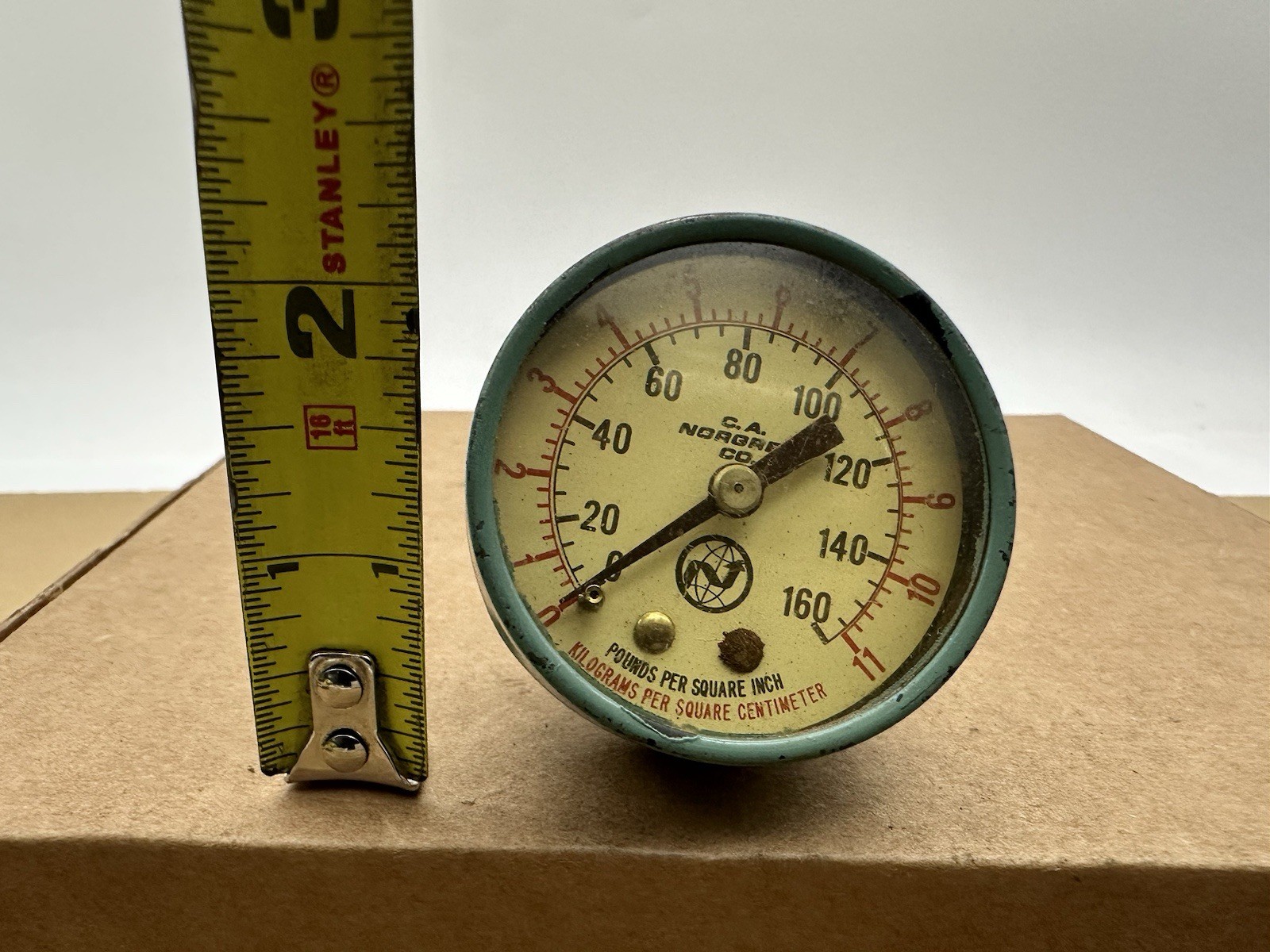 Vintage C.A. Norgren Co. Pressure Gauge 0-160 Psi 0-11 Kg/cm2 Made USA