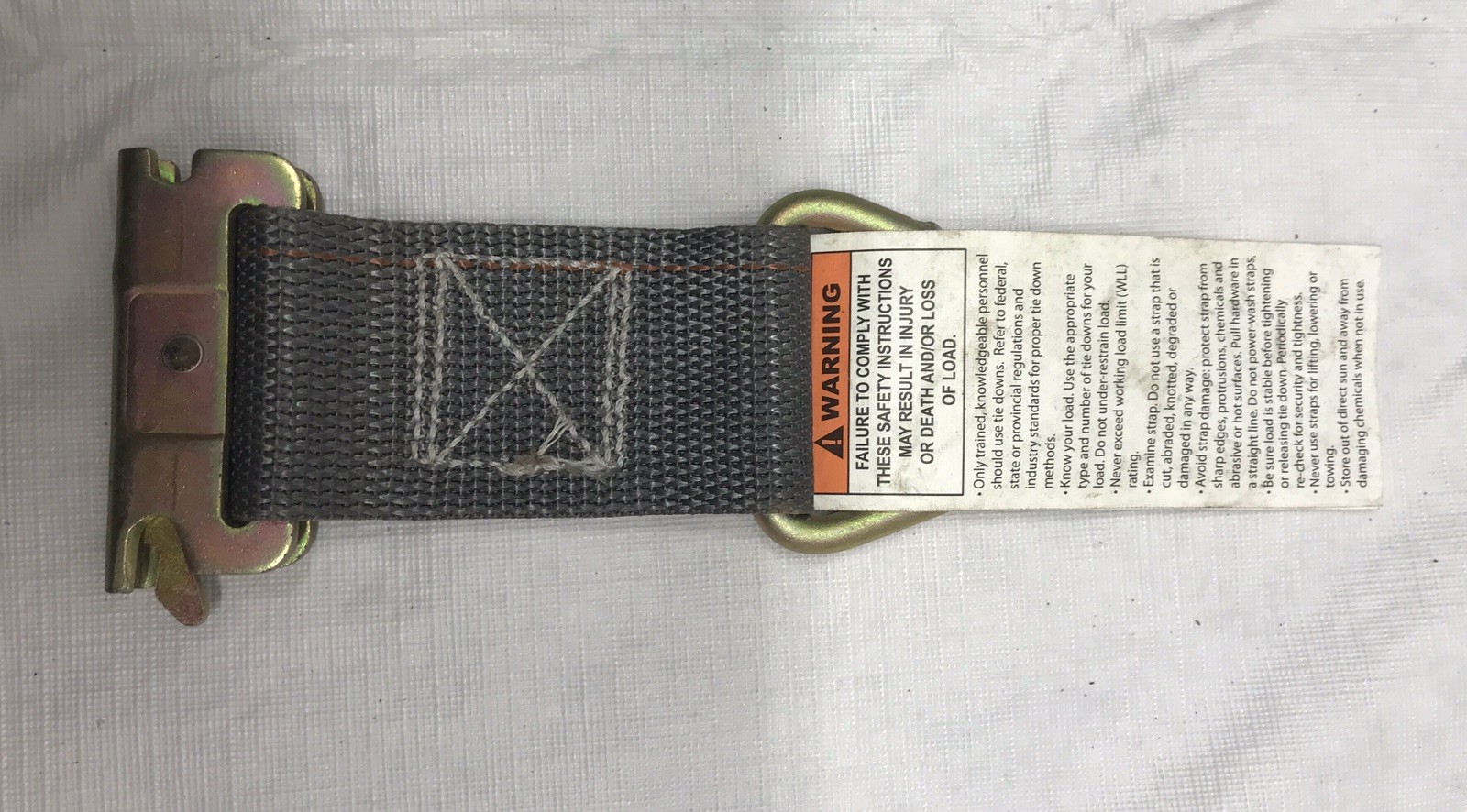 Kinedyne 1000lbs Working Load Limit Tie Down Strap w/ D Ring 2″x6″ Strap Gray