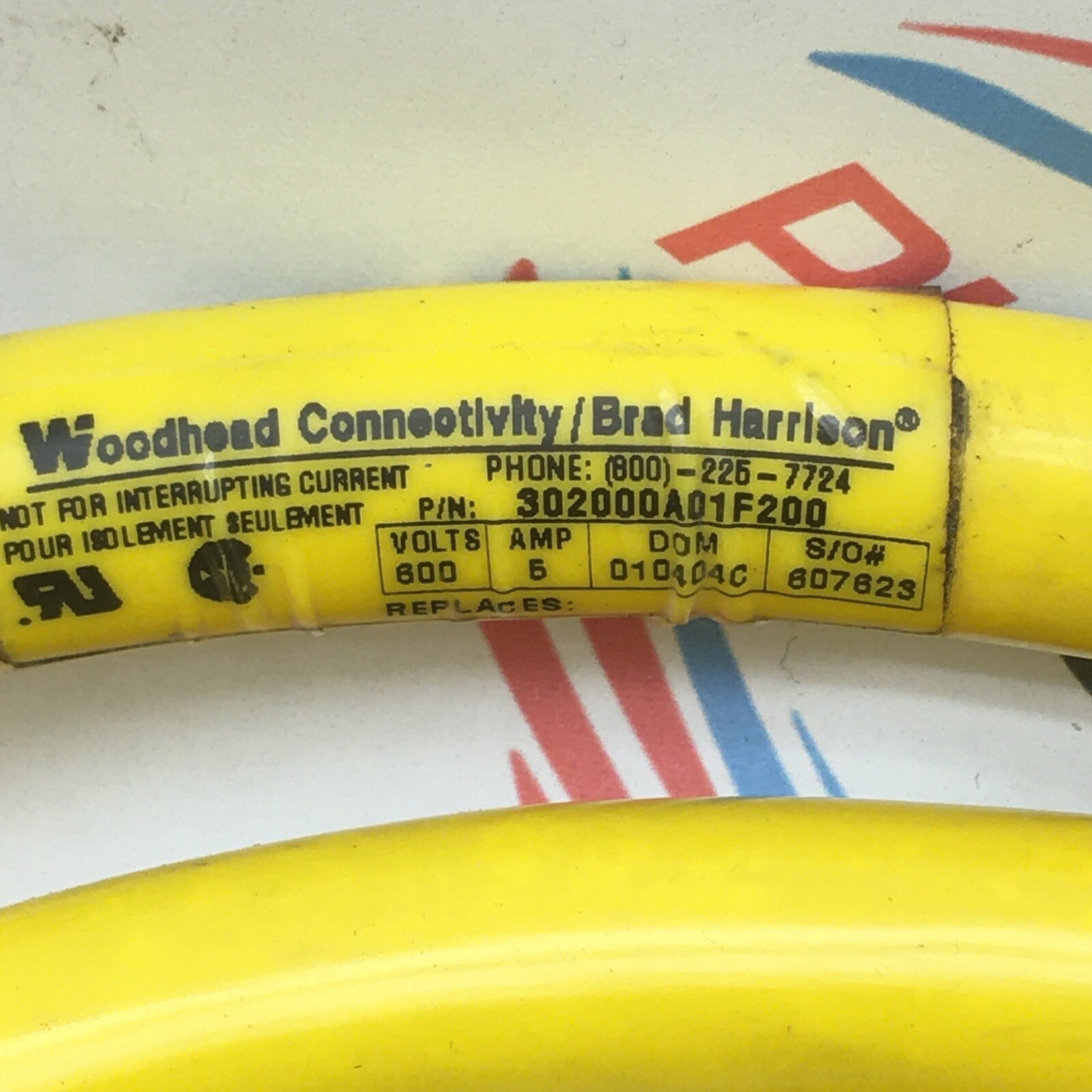 DANIEL WOODHEAD 302000A01F200 20’ CONNECTOR CABLE 12P F Straight to Flying