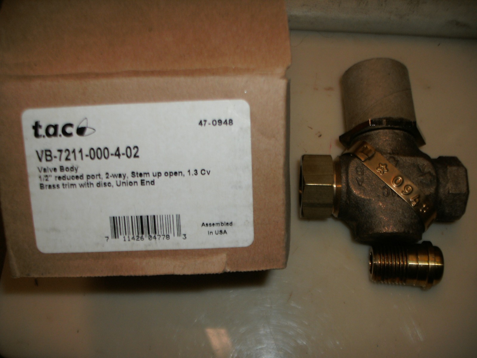 TAC VB-7211-0-4-02 VALVE BODY 1/2″ REDUCED PORT 2-WAY STEM UP OPEN 1.3 Cv