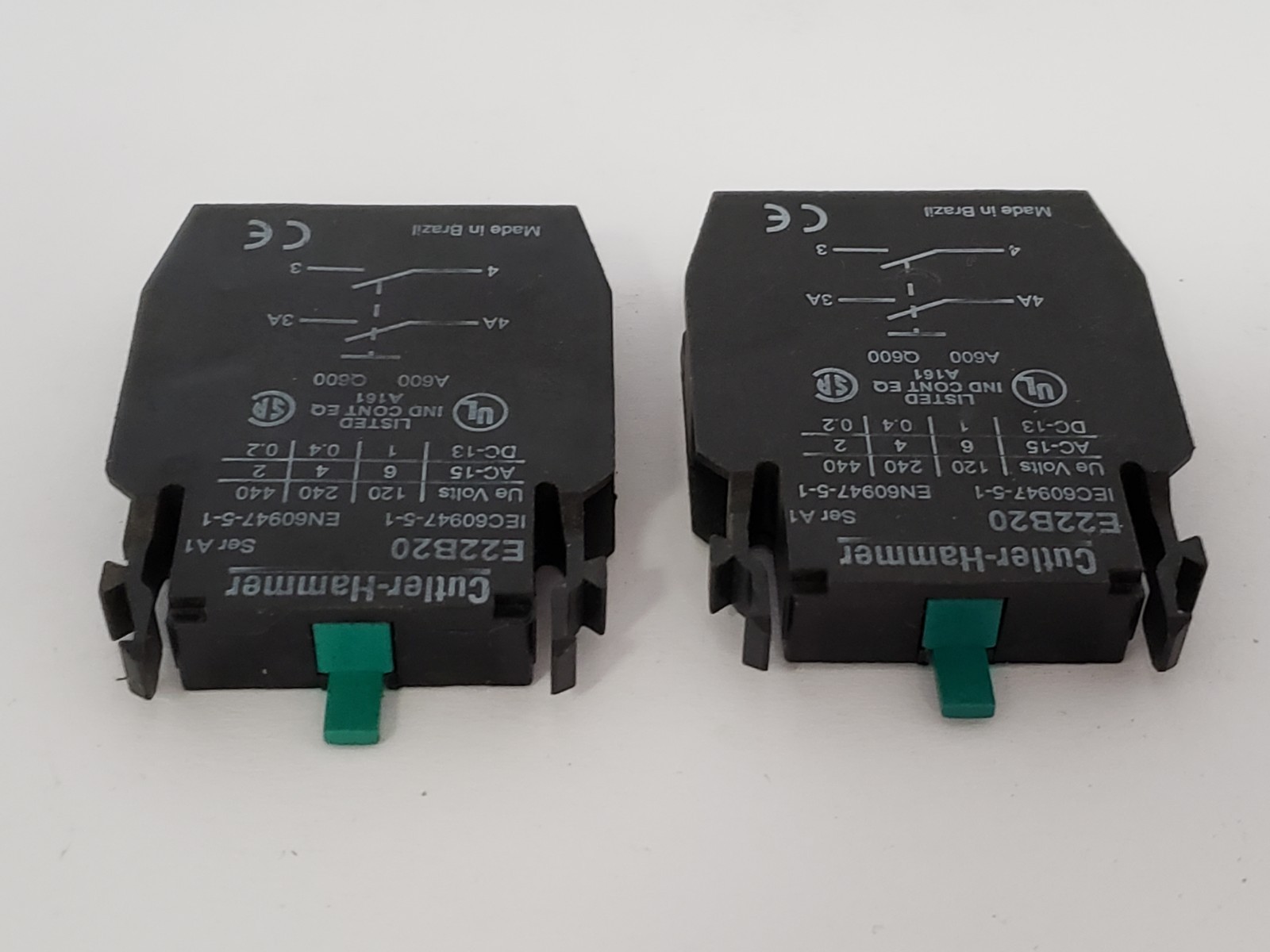 CUTLER HAMMER E22B20 CONTACT BLOCK SERIES A1 (LOT OF 2)