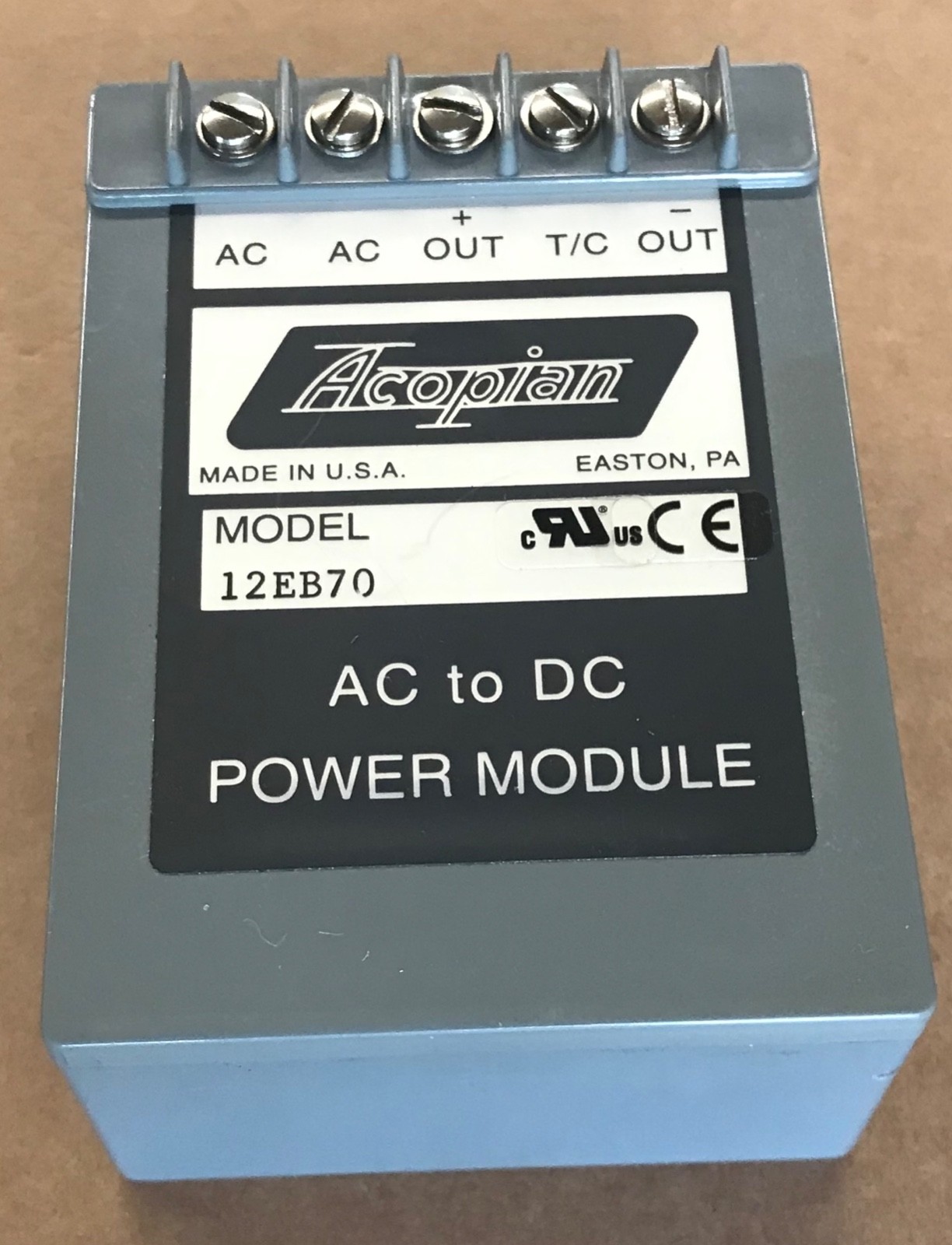DC Power Supply, 12V @ 0.7A , 700mA output, 120V input, Acopian 12EB70, Tested