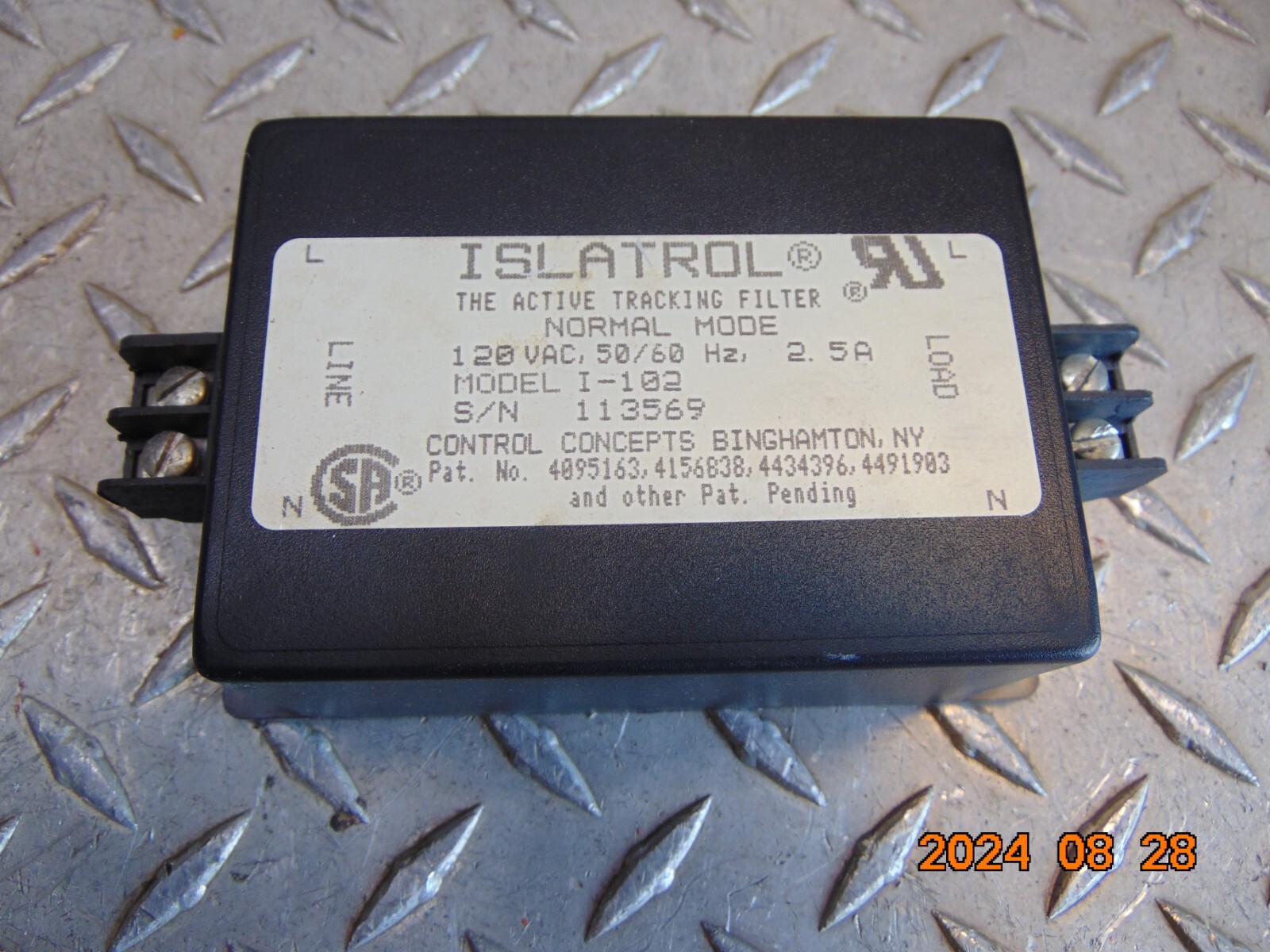 ISLATROL I-102 ACTIVE TRACKING FILTER 120VAC 2.5A