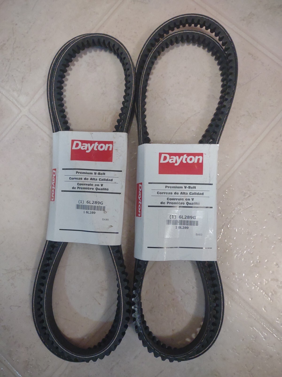 Two- Dayton 6L289G Cogged V-Belt 1 Rib BX83