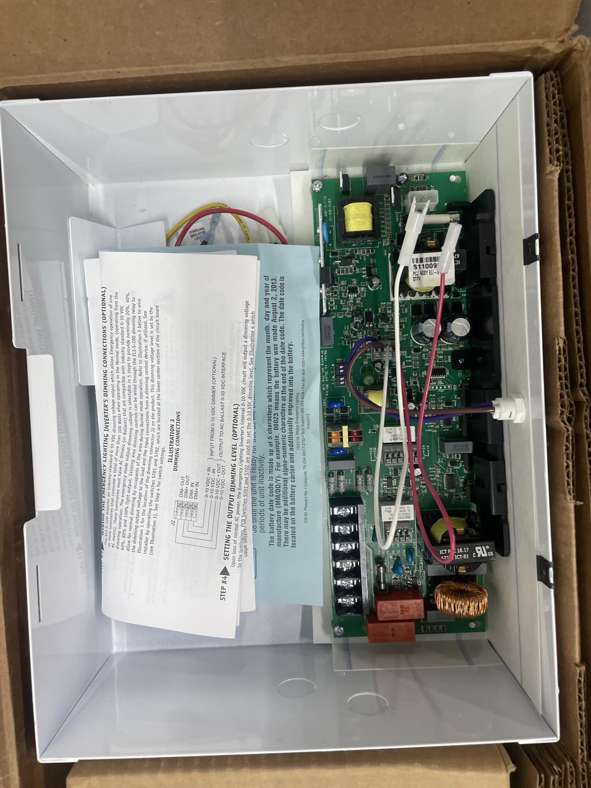 Phillips Bodine ELI-S-100-277V EM Lighting Inverter Open Box New w/ Battery