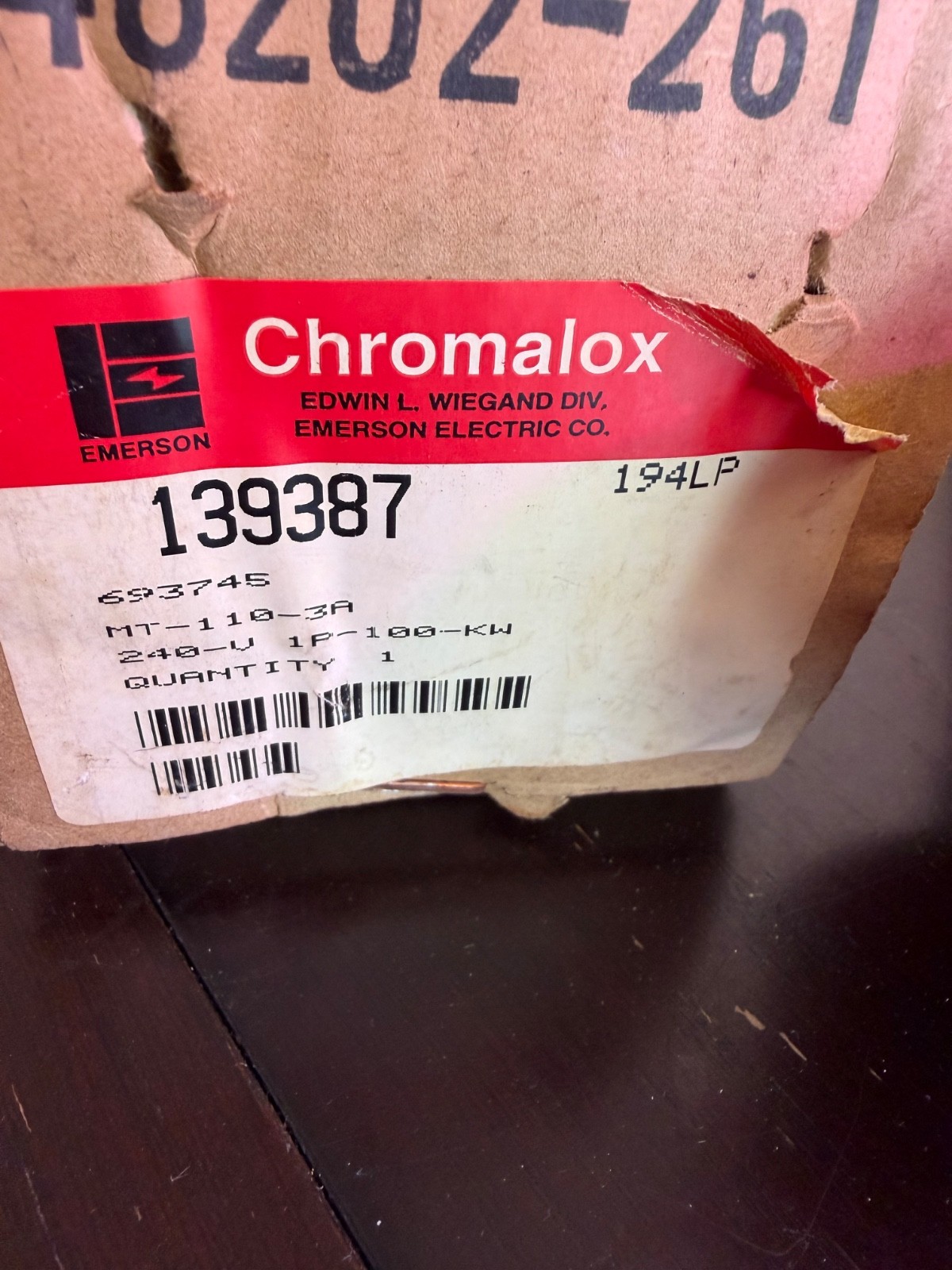CHROMALOX Screw Plug Immersion Heater 139387 240V 1KW 1PH MT-110-3A