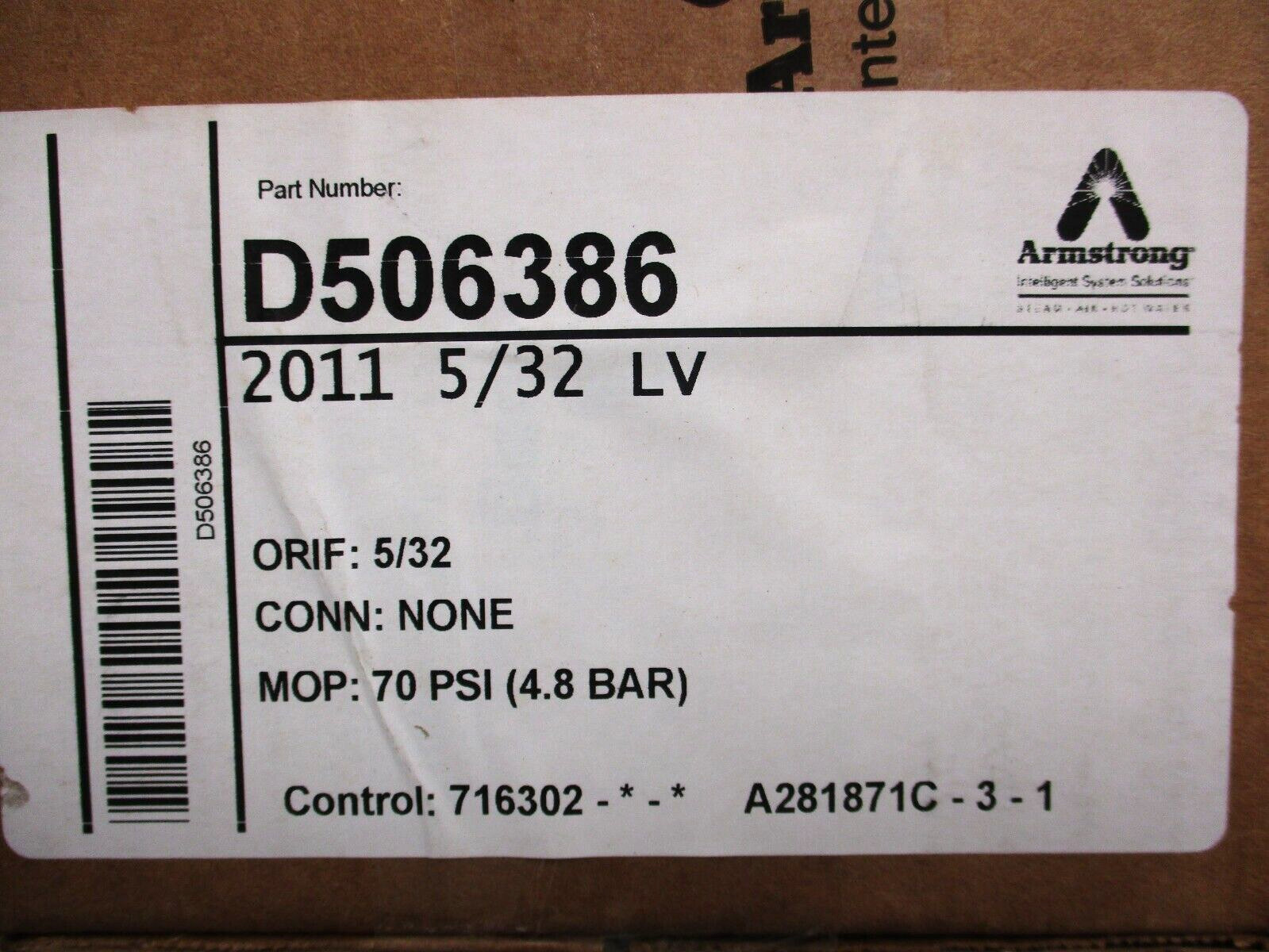 ARMSTRONG , SST STEAM TRAP , D506386 , MODEL: 2011, PMA 400 @ 800 F, MOP- 70 PSI