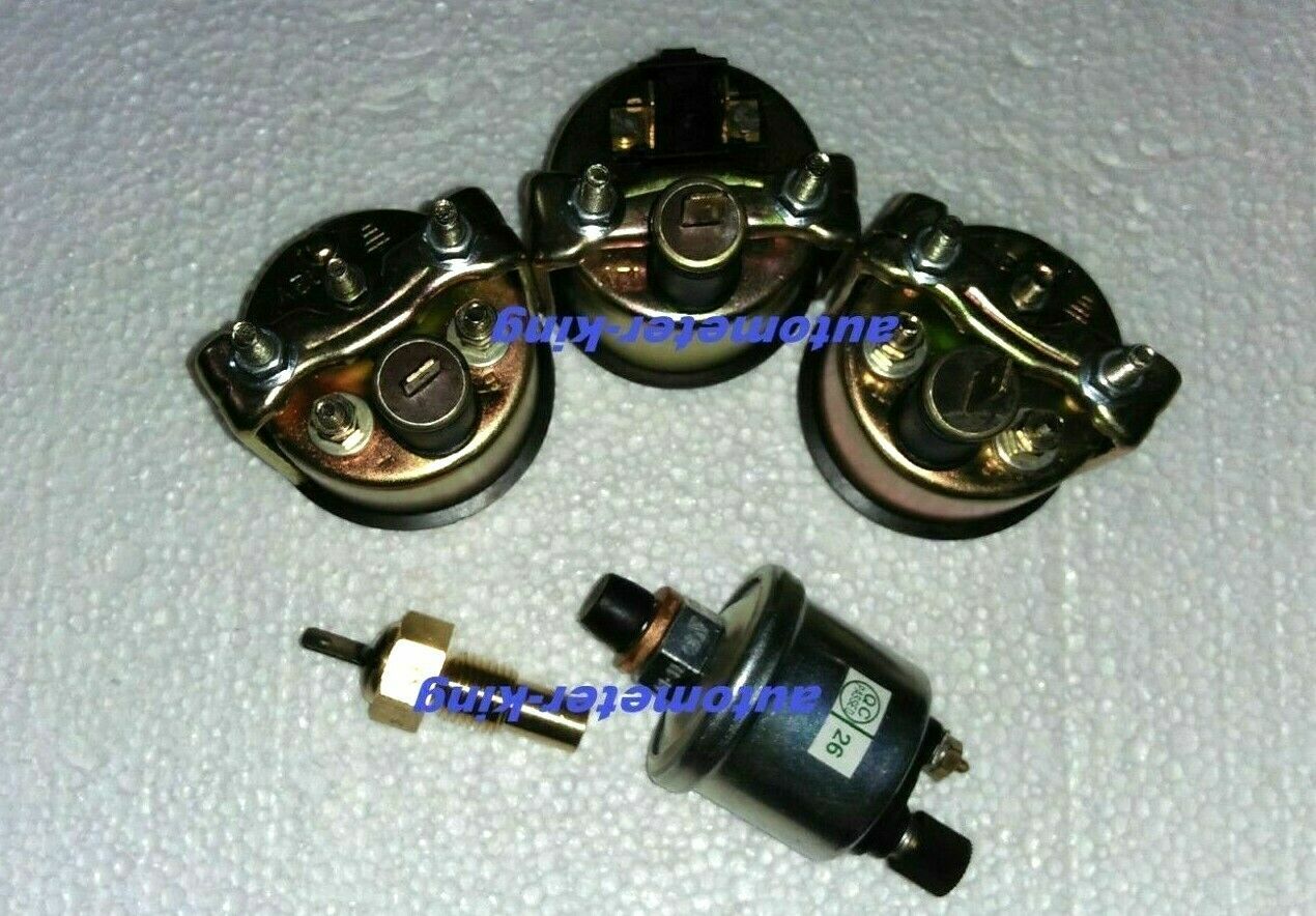 With Oil+temp Sender 52mm Electrical Oil Pressure + Temp + Volt -Red