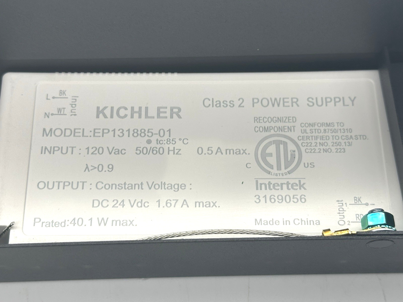 Kichler 6TD24V40BKT 24V Dimmable 40W Power Supply Textured Black,driver