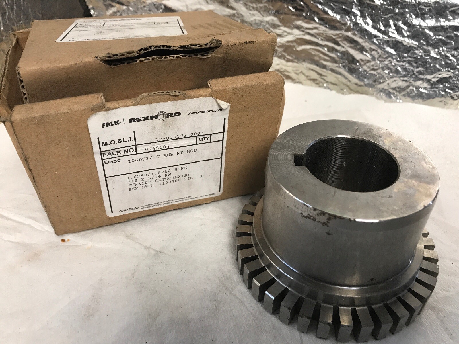 *NEW* Falk Rexnord 1060T10 Hub Rebore 0765004 1.4976/1.4981 Bore 3/8″X3/16″ KW