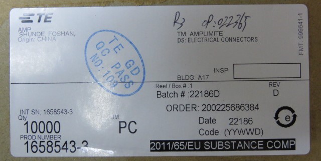 TE 1658543-3 Qty of 100 per Lot Socket Contact Gold Crimp 22-26 AWG Stamped