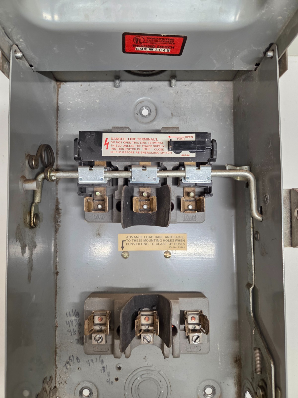 GOULD ITE 30A 480V 3PHASE FUSIBLE SAFETY SWITCH FR351