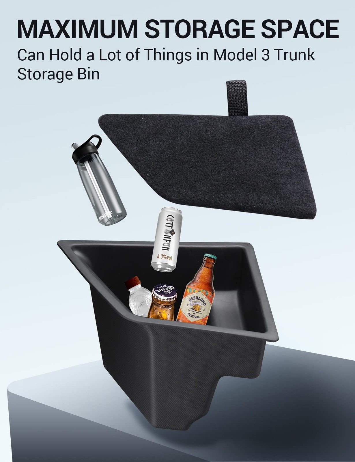 BASENOR 2023 2022 2021 Tesla Model 3 Trunk Storage Bin, Trunk Organizer with …