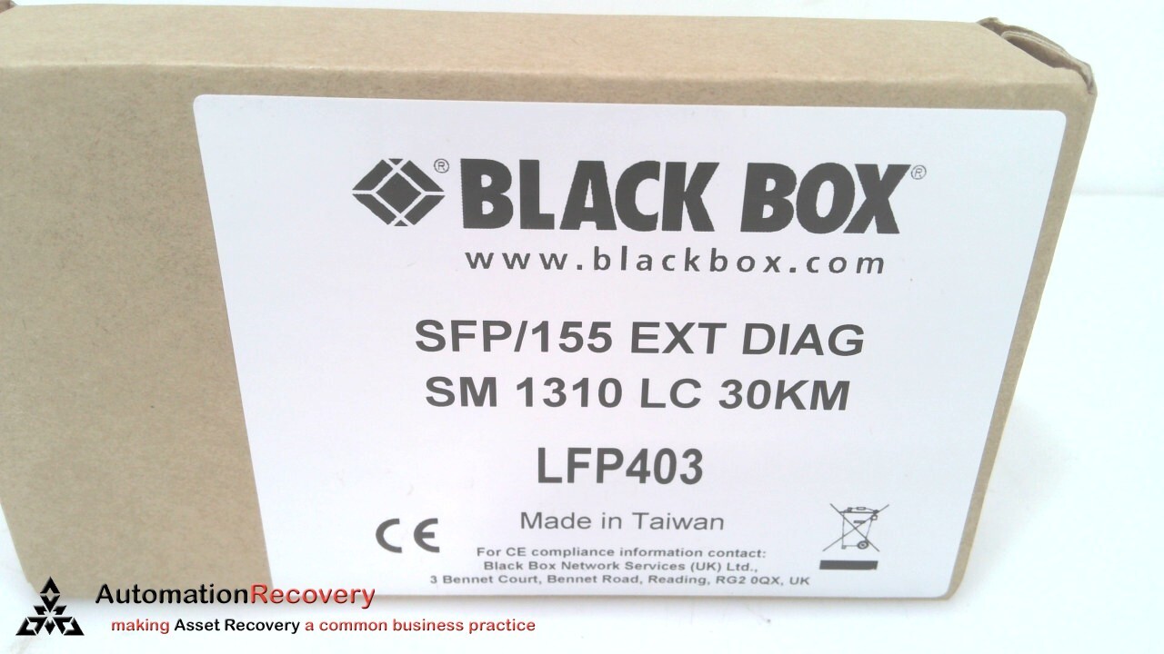 BLACK BOX LFP403 SFP OPTICAL TRANSCEIVER W/ EXT. DIAGNOSTICS, NEW #326181