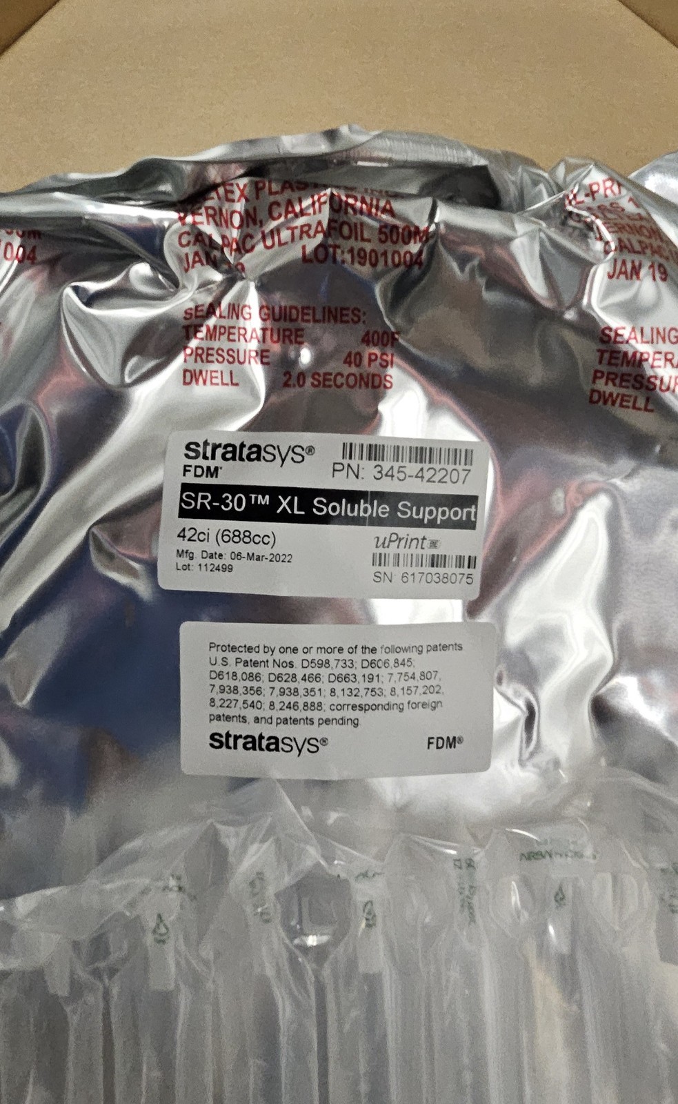 STRATASYS SR-30 XL Soluble Support Spool (PN: 345-42207) NEW