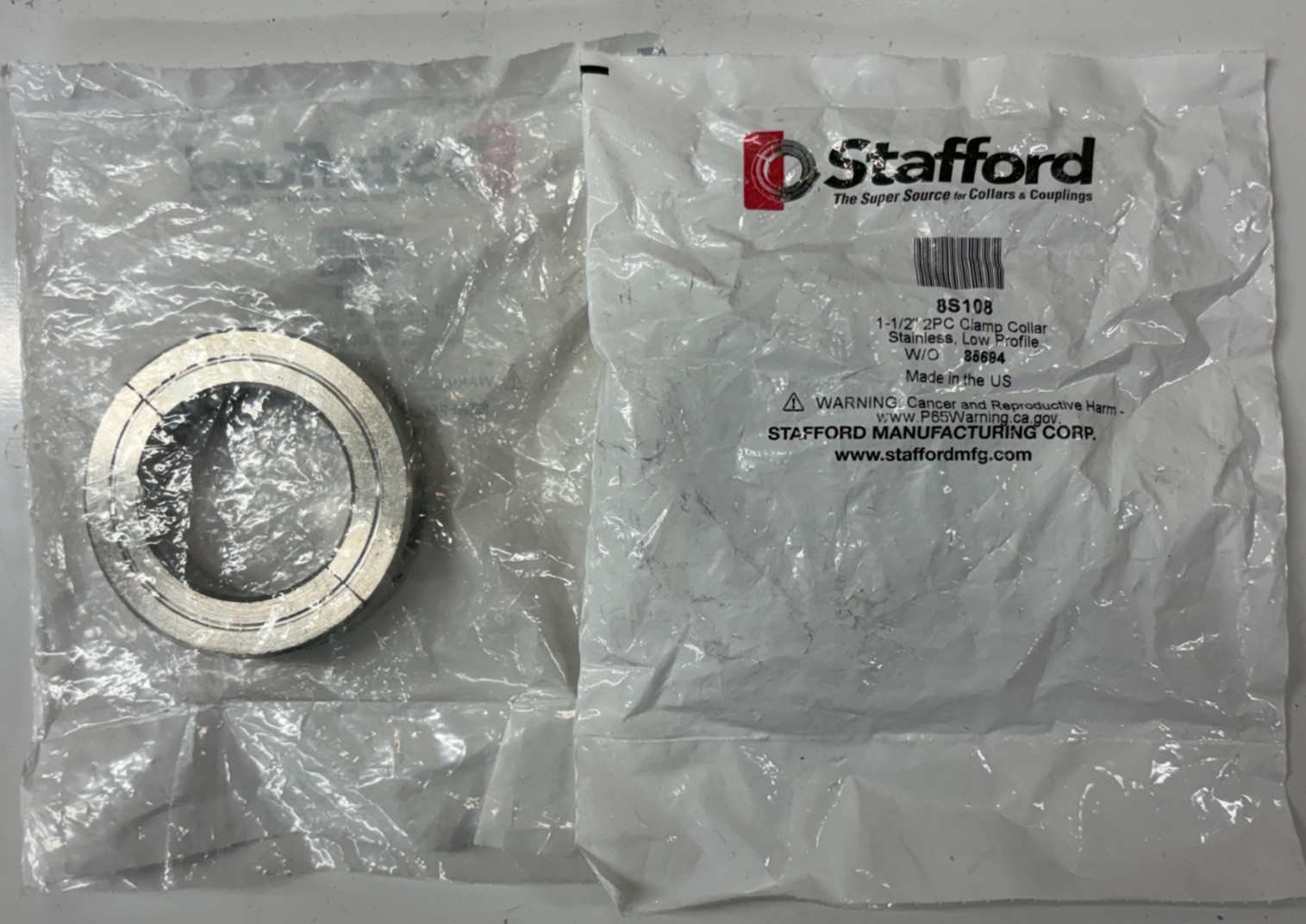 Quantity-2 Stafford 8S108 2-Piece Clamp Collar 1-1/2″ Stainless *Free Shipping*