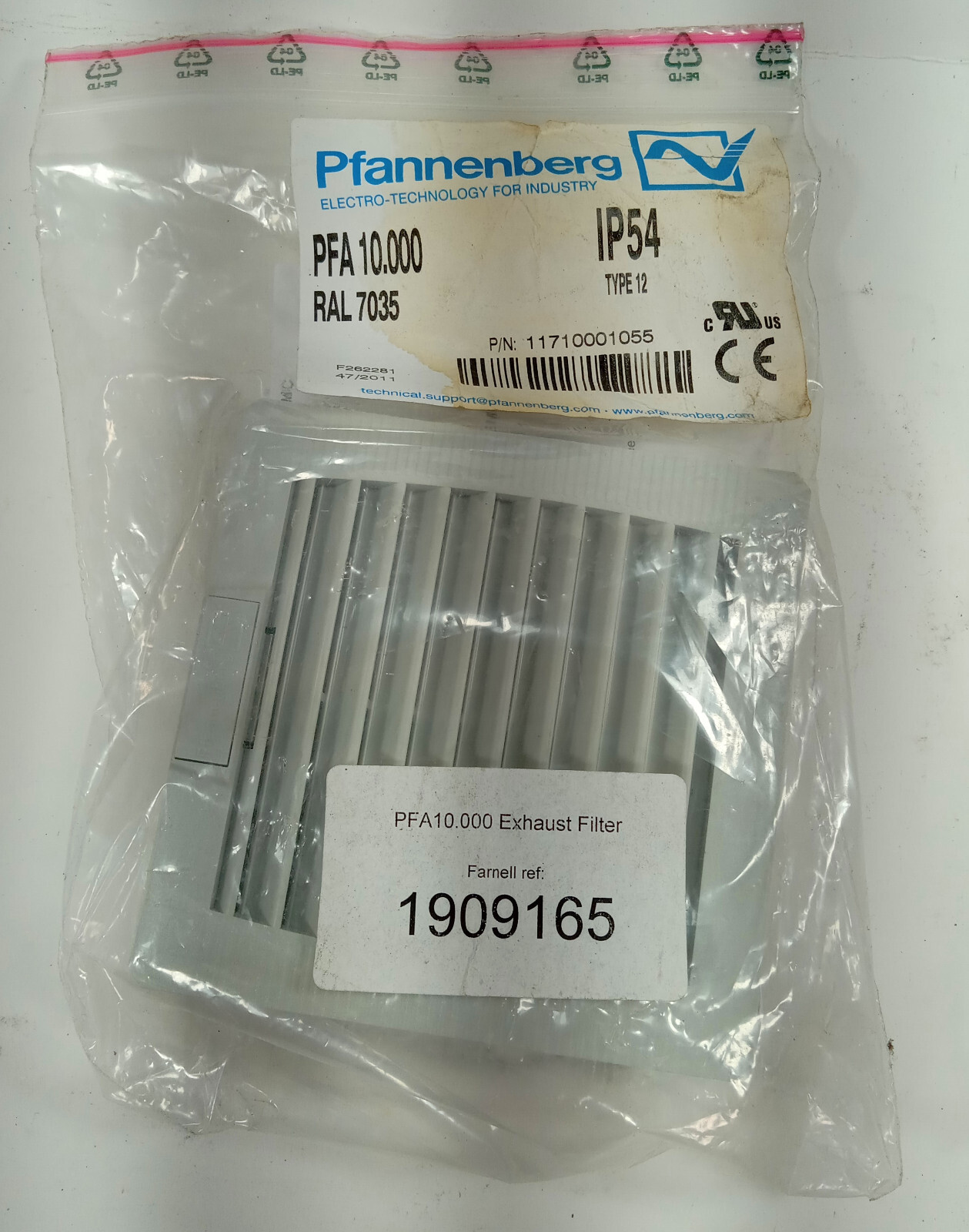 1 NEW PFANNENBERG IP54 TYPE 12 EXHAUST FILTER NNB ***MAKE OFFER***