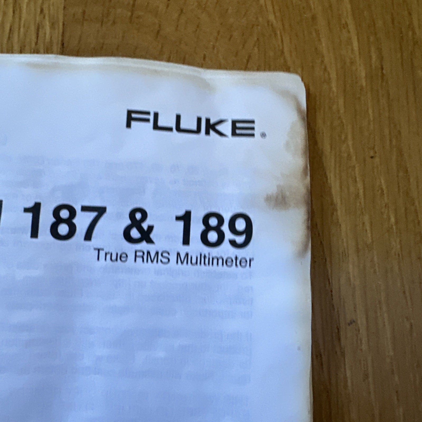 FLUKE 187 & 189 TRUE RMS MULTIMETERS USER’S MANUAL (English Language)