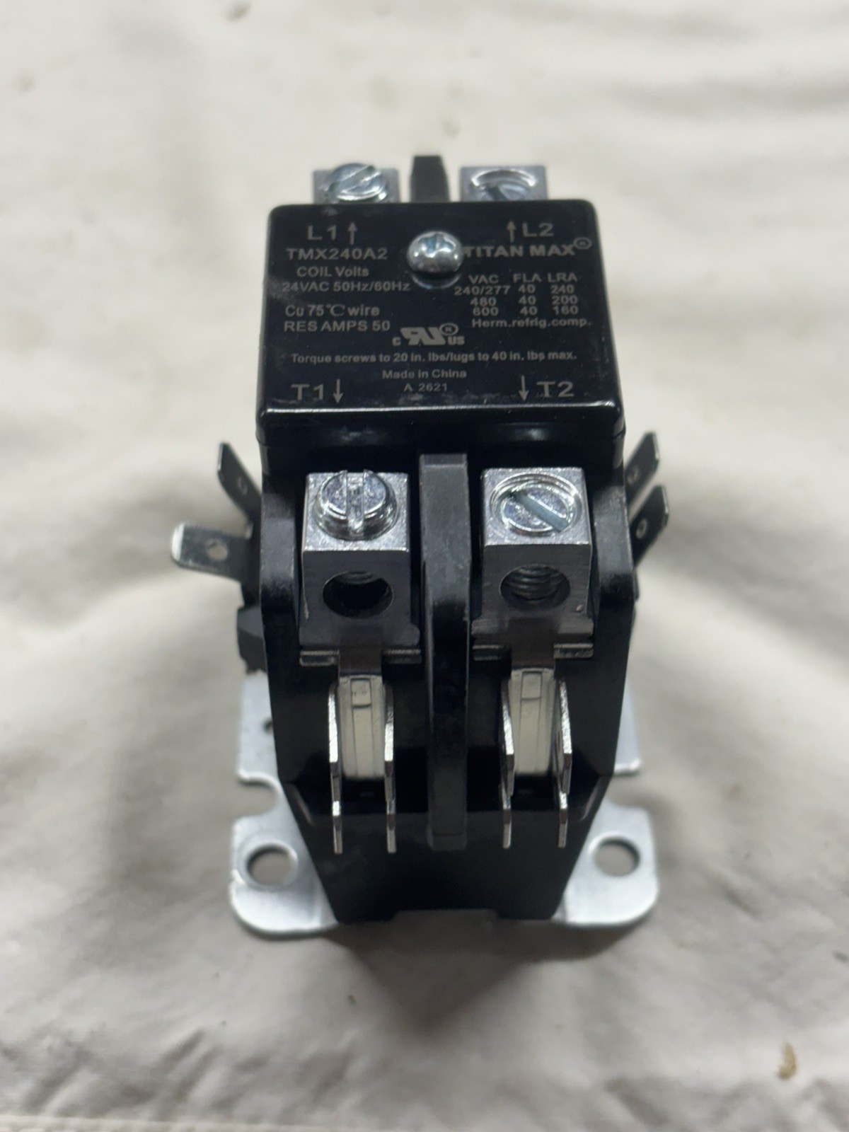 Packard TMX240A2 Max Definite Purpose Contactor 2 Pole, 40 Amp, 24 Volt Coil