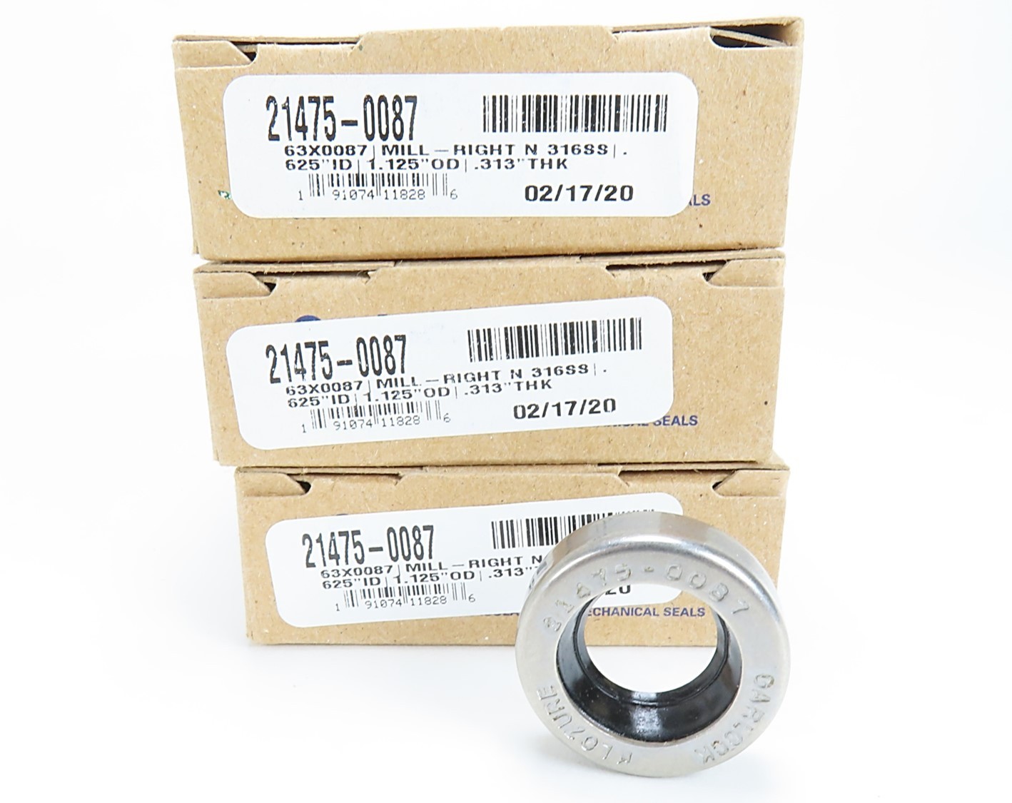 3x Garlock 21475-0087 63X0087 Mill-Right N 316SS 0.625″ x1.125″ x 0.313″ NIB