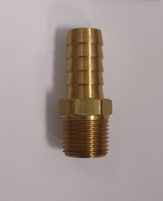 Brass thread to hose fitting, 3/8″ NPT to 1/2″ ID hose barb