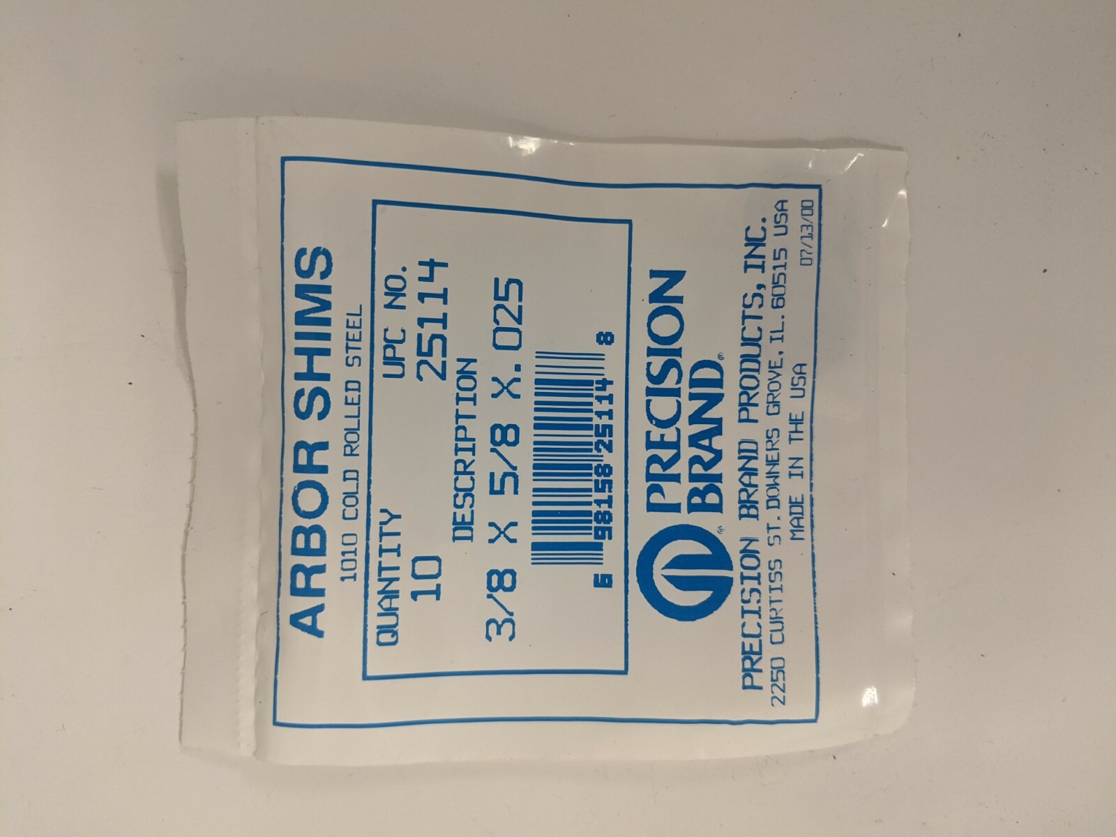 Arbor Shims 25114, .025”