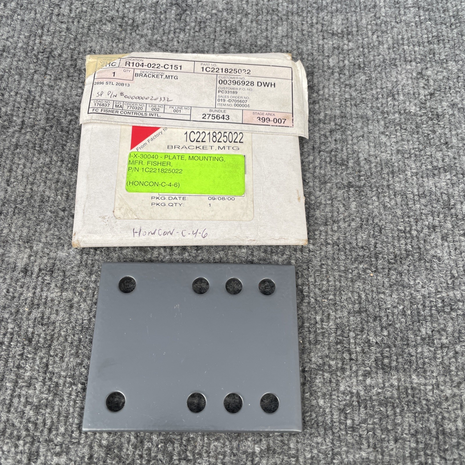 Fisher Controls 1C221825022 Plate Mounting Bracket New Other