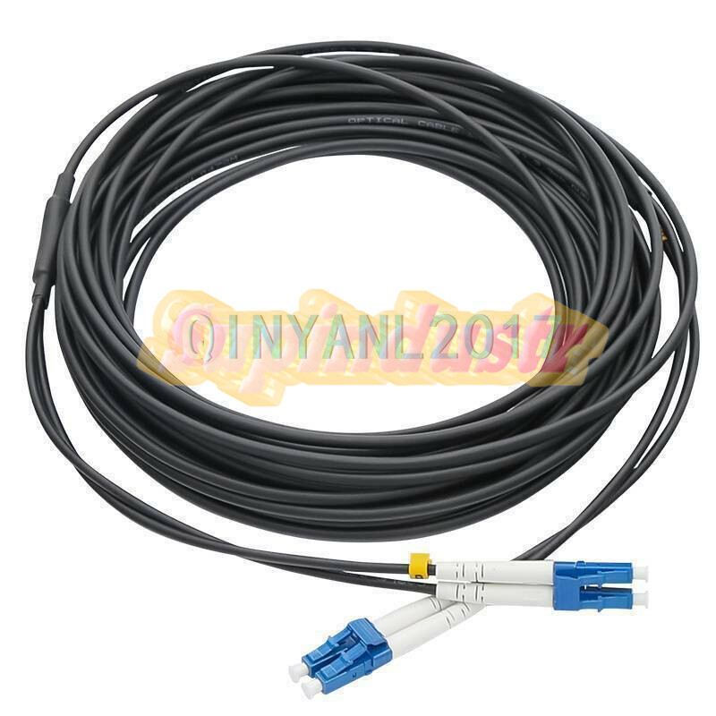 Black Armored Fiber Cable Duplex Fiber Optic Patch Cord 150M LC-LC UPC SM 9/125~