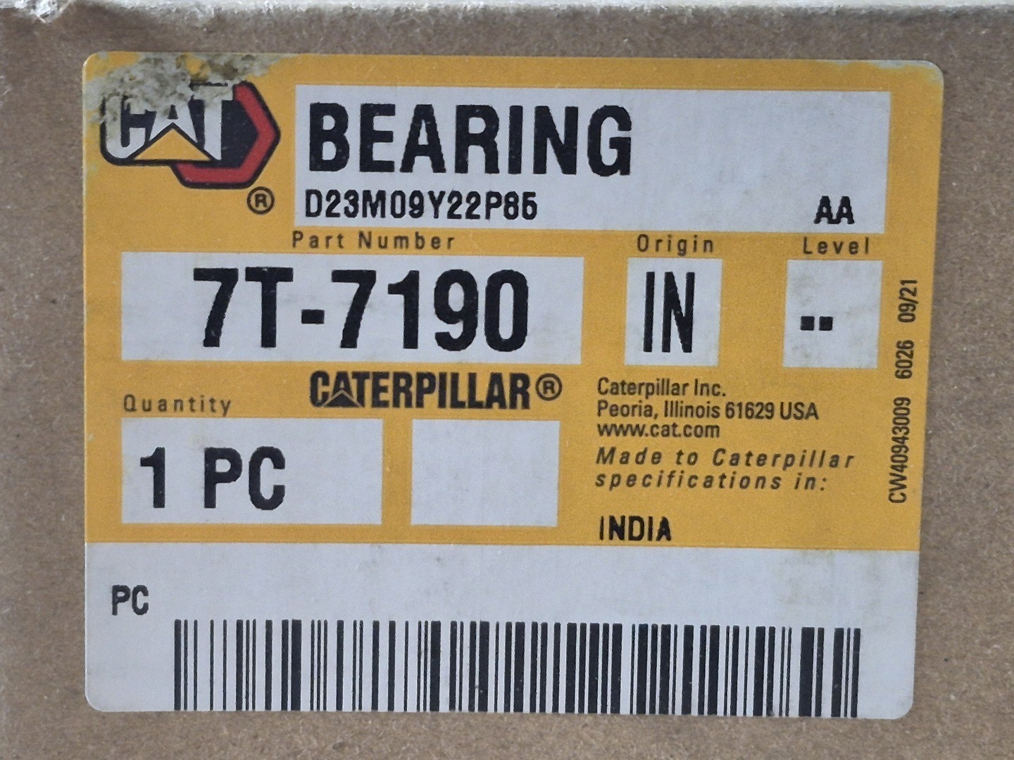 SURPLUS NEW Caterpillar 7T-7190 Sleeve Bearing (Bushing) , 102mmx127mmx93mm
