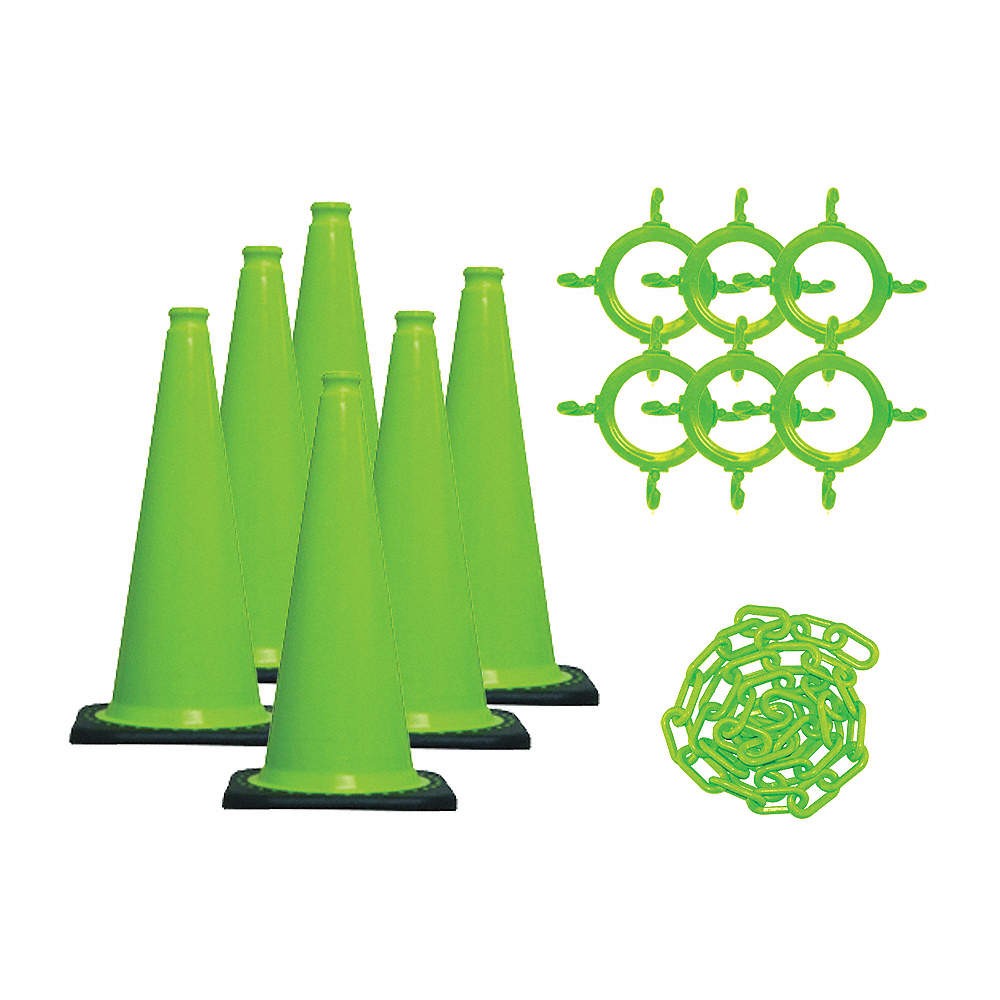 MR. CHAIN 93214-6 Traffic Cone Kit,Green,Gloss 49DM66